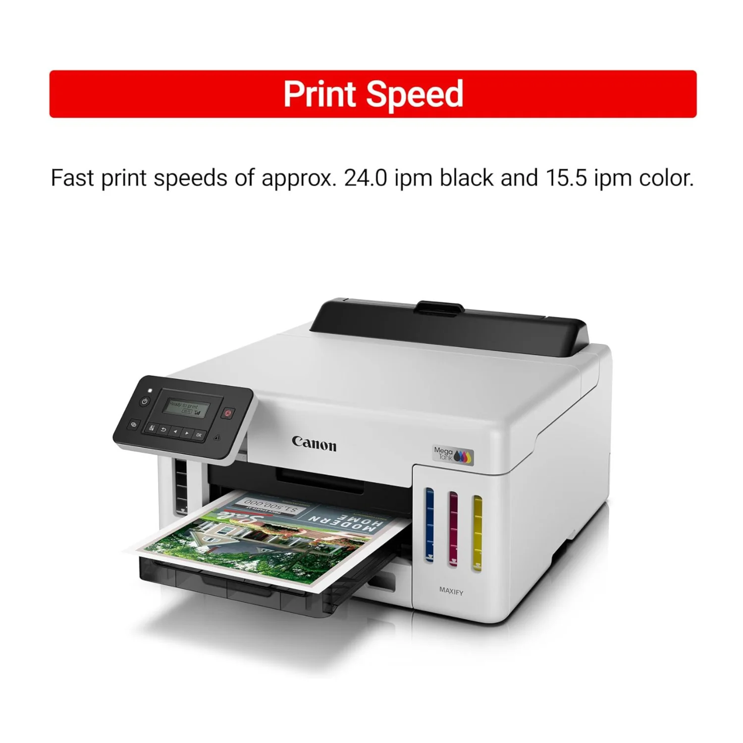 Canon MegaTank GX5120 Wi-Fi Inkjet Color Printer with Auto Duplex Printing White - Image 4