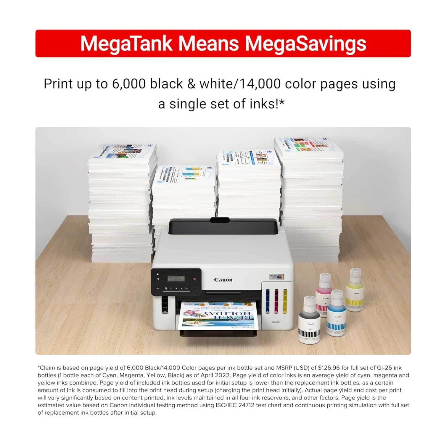Canon MegaTank GX5120 Wi-Fi Inkjet Color Printer with Auto Duplex Printing White - Image 5