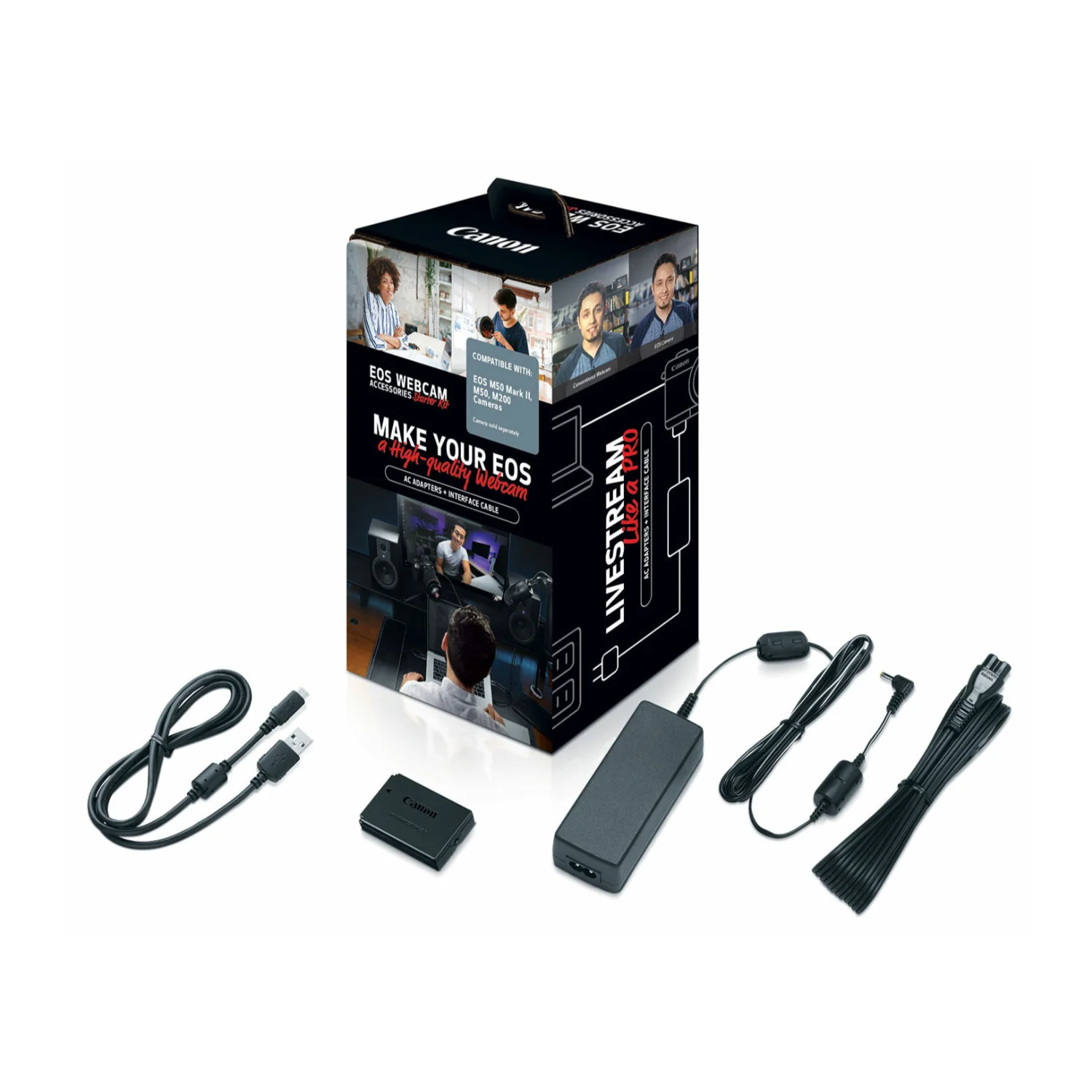 Canon EOS Webcam Accessories Starter Kit for EOS M50 Mark II, M50, M200