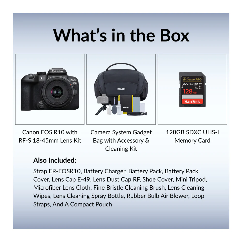 Canon EOS R10 Mirrorless Camera with RF-S 18-45mm Lens Kit and Accessories - Image 5