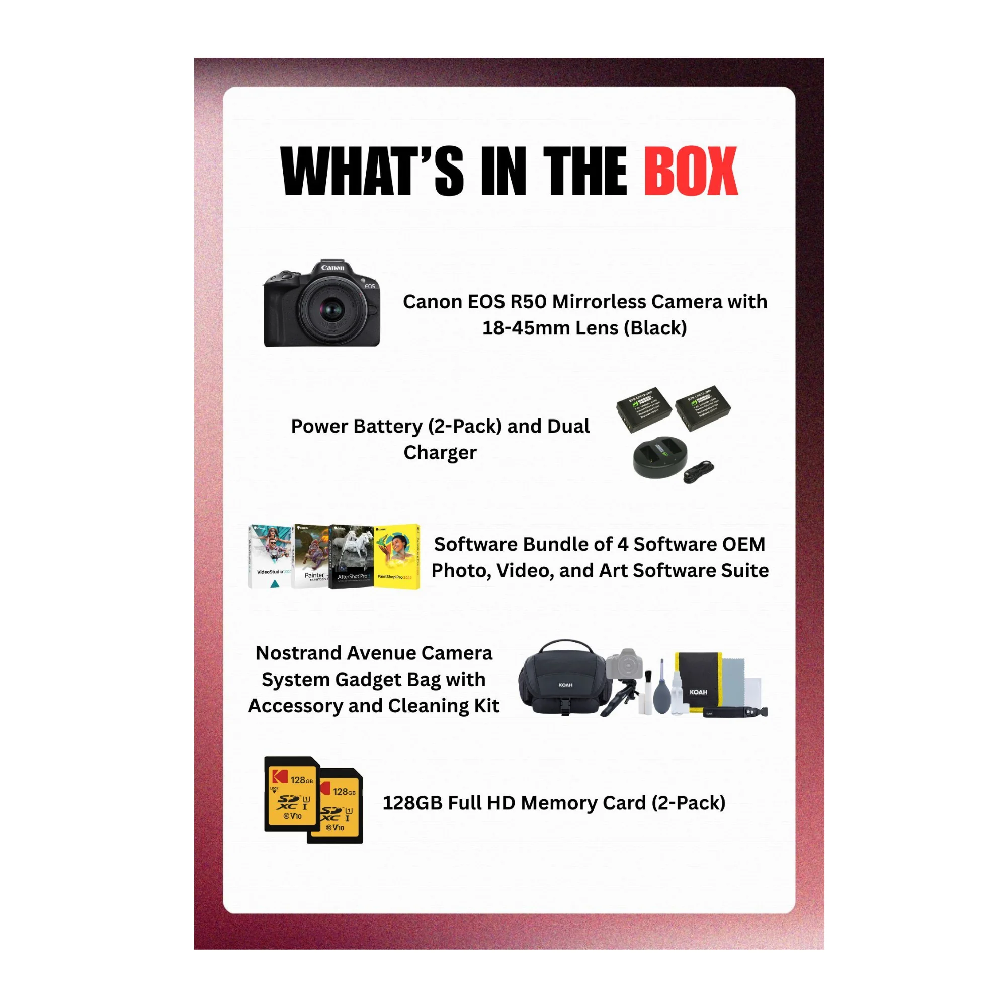 Canon EOS R50 Mirrorless Camera with 18-45mm Lens (Black) Bundle - Image 10