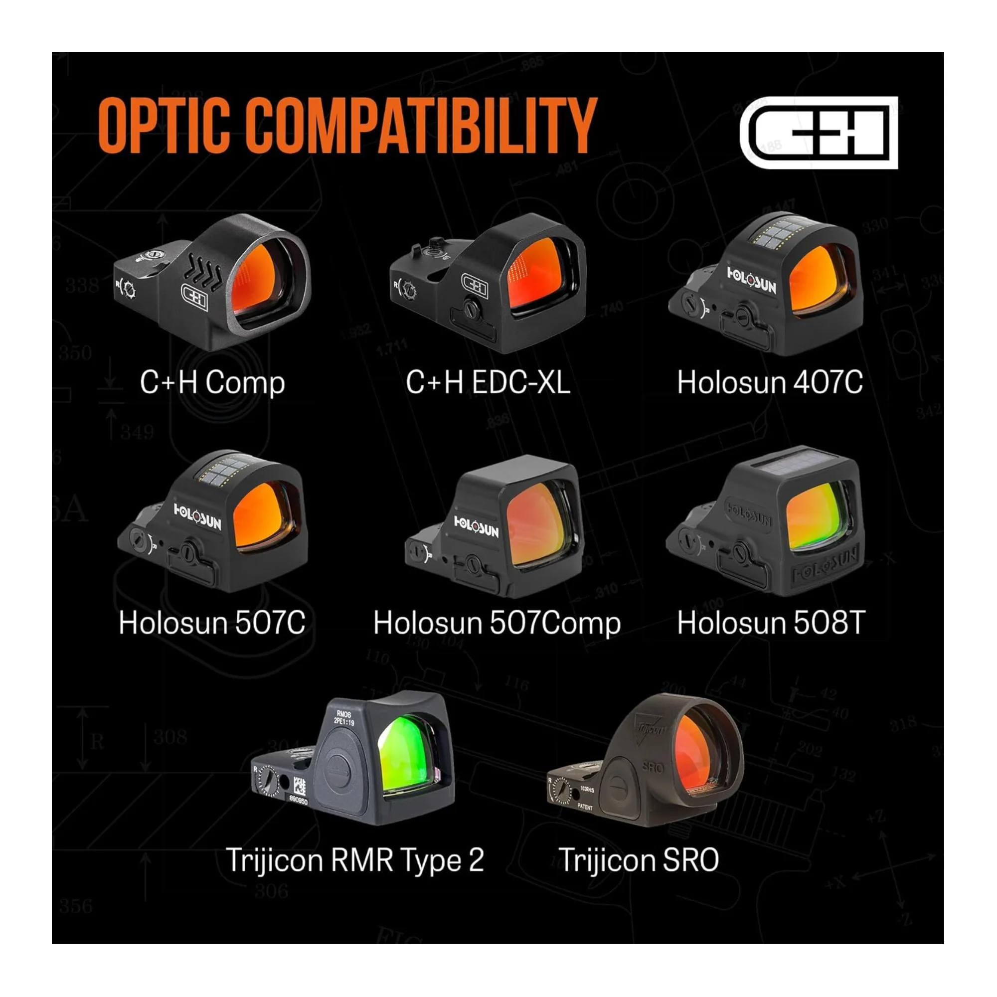 C+H Optics MOS Adapter Plate for G17 G19 MOS, Trijicon RMR/SRO, Holosun - Image 6
