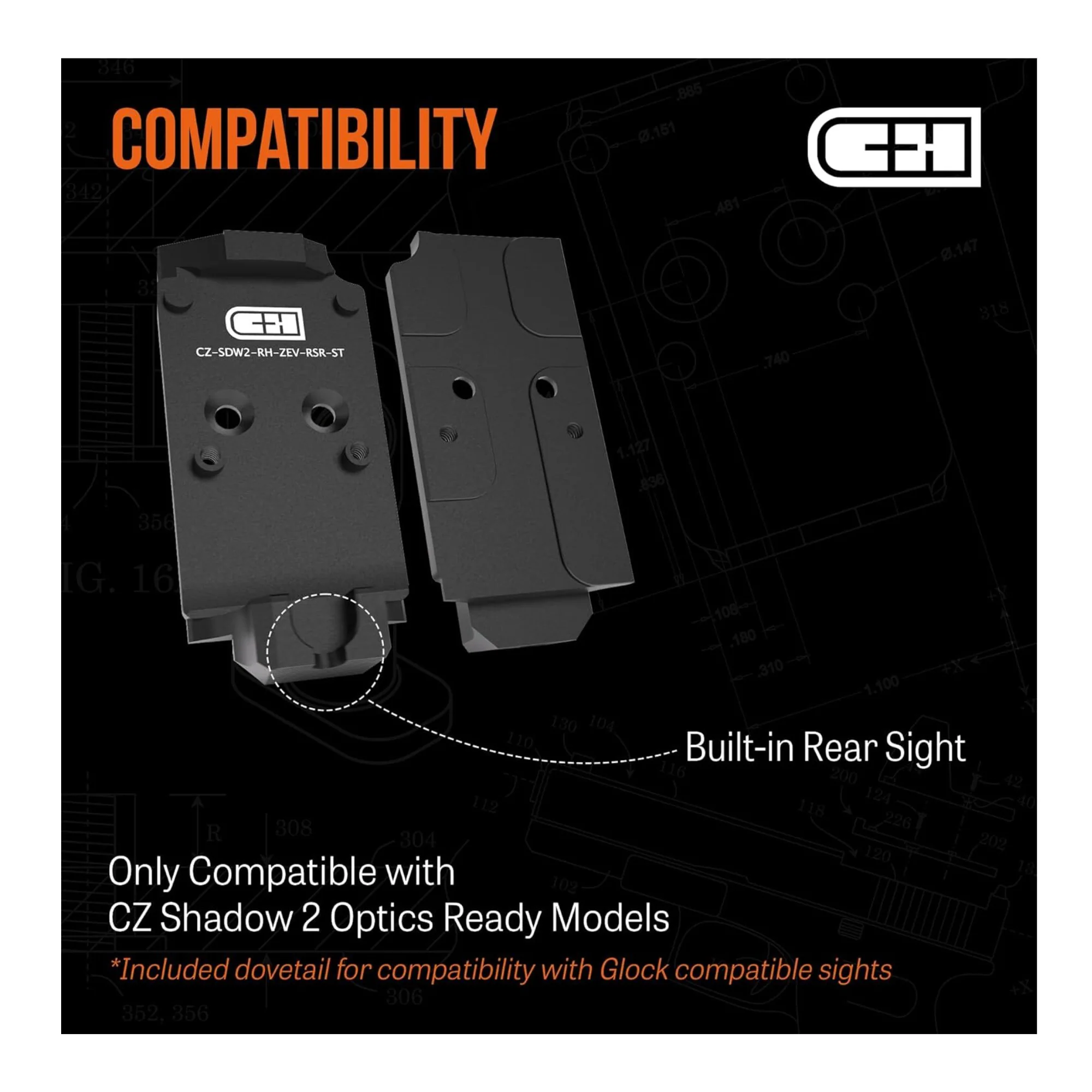 C+H Precision Optics Adapter Plate for CZ Shadow 2 and Trijicon RMR, Steel - Image 4