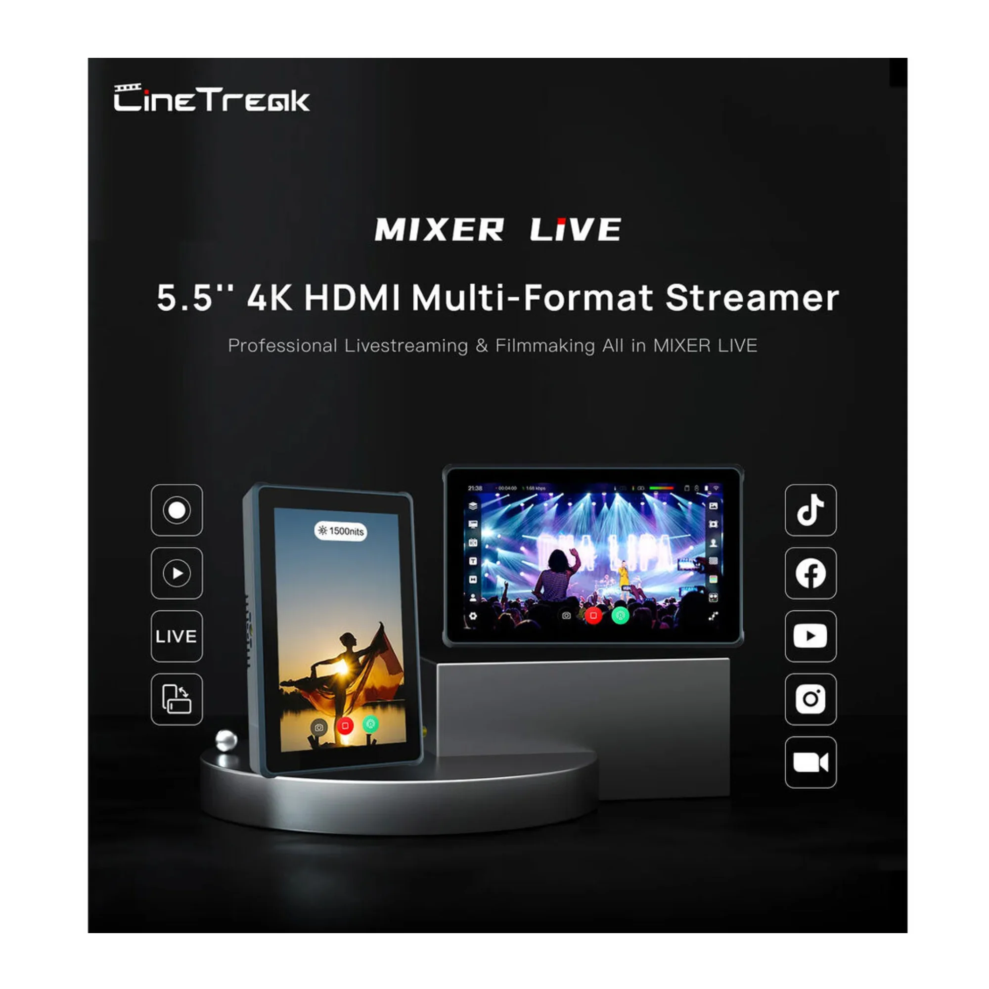 CineTreak MIXER LiVE 4K Video Streamer and Recorder with 5.5-Inch Display - Image 7