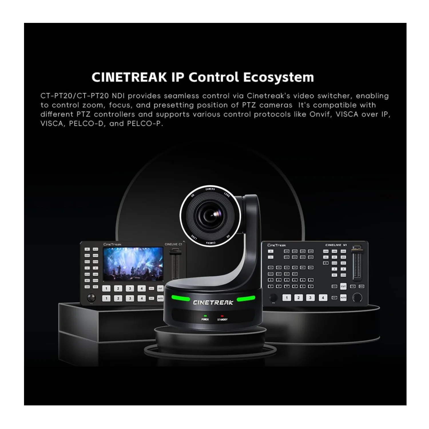 CineTreak CT-PT20 PTZ Camera - 1080p60, 20x Optical Zoom with AI Human Tracking - Image 4