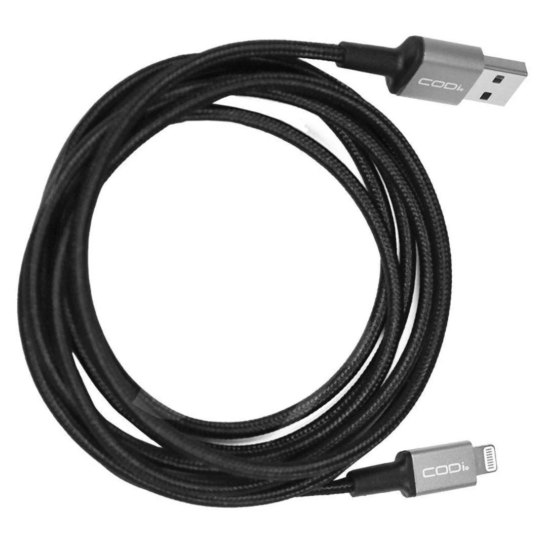 CODi 6-Feet Braided Nylon USB-A to MFI Lightning Charge and Sync Cable (Black) - Image 3