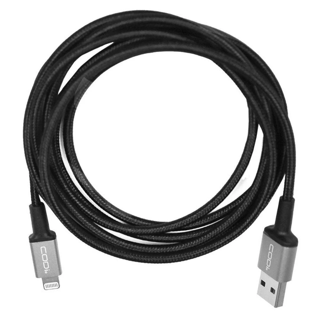 CODi 6-Feet Braided Nylon USB-A to MFI Lightning Charge and Sync Cable (Black) - Image 4