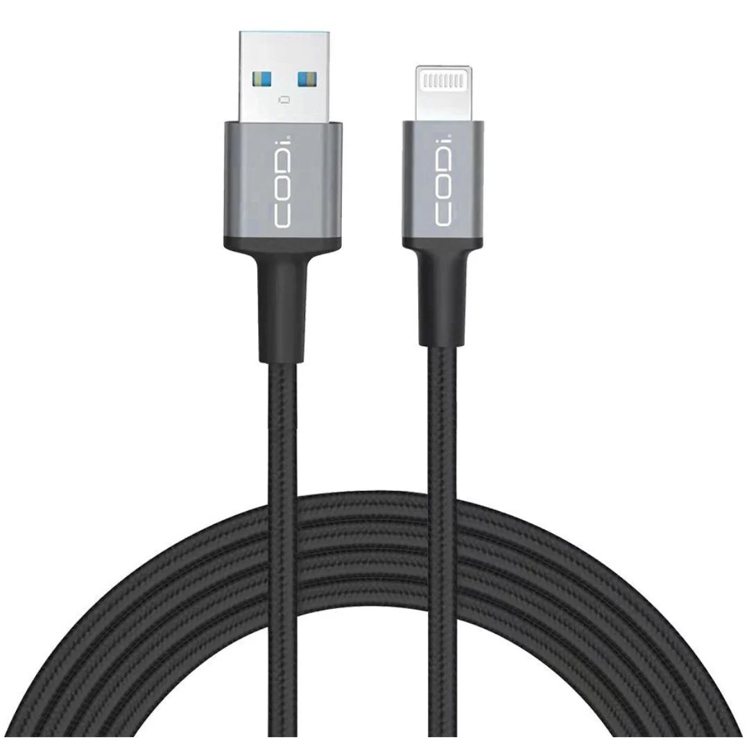 CODi 6-Feet Braided Nylon USB-A to MFI Lightning Charge and Sync Cable (Black) - Image 5