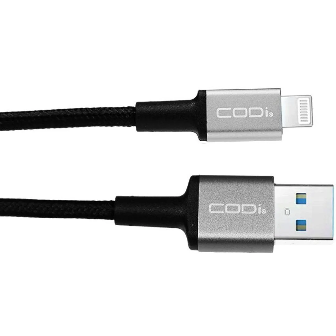 CODi 6-Feet Braided Nylon USB-A to MFI Lightning Charge and Sync Cable (Black) - Image 6