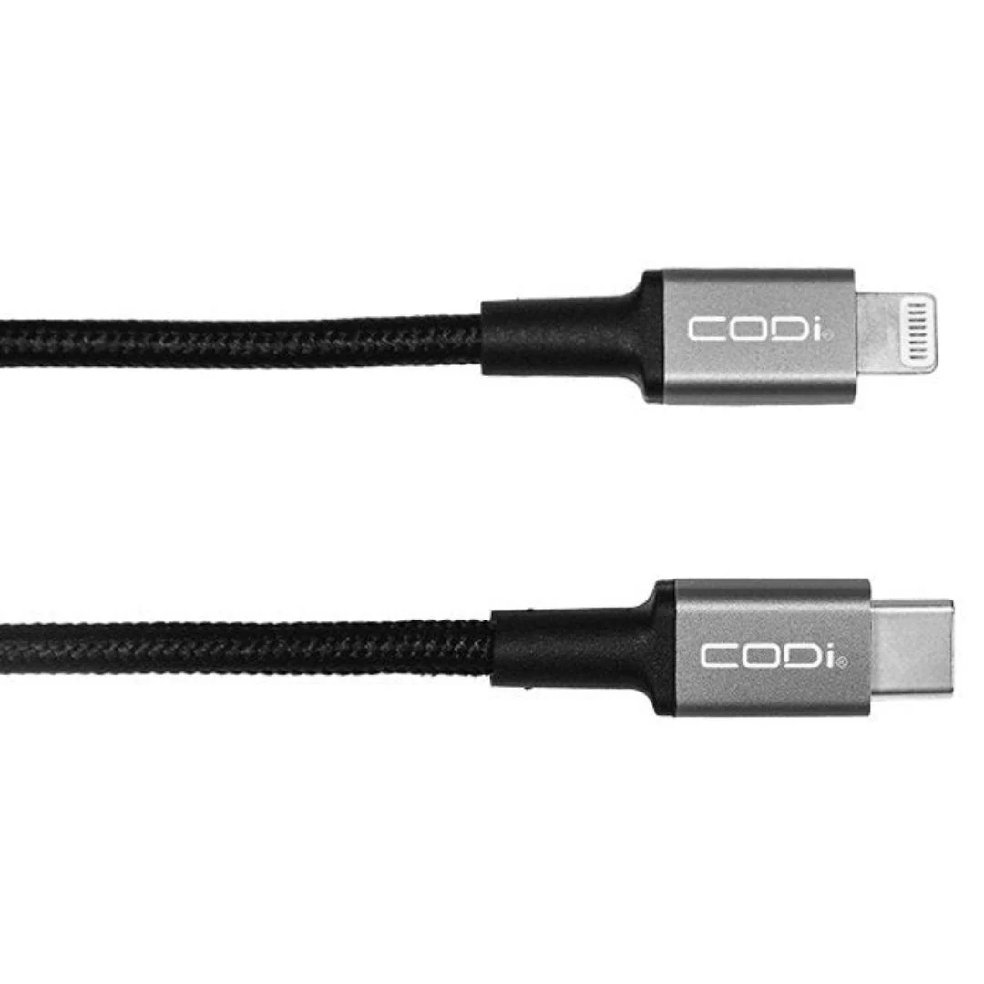 CODi 6-Feet Braided Nylon USB-C to MFI Lightning Charge and Sync Cable (Black) - Image 6