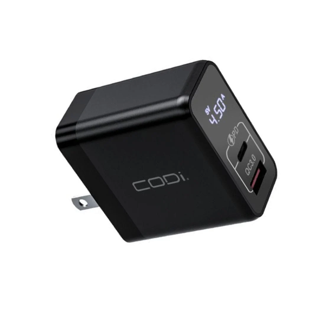 CODi 30W Dual Port Wall Charger with USB-C and USB-A Quick Charge 3.0 Outputs (Black) - Image 4