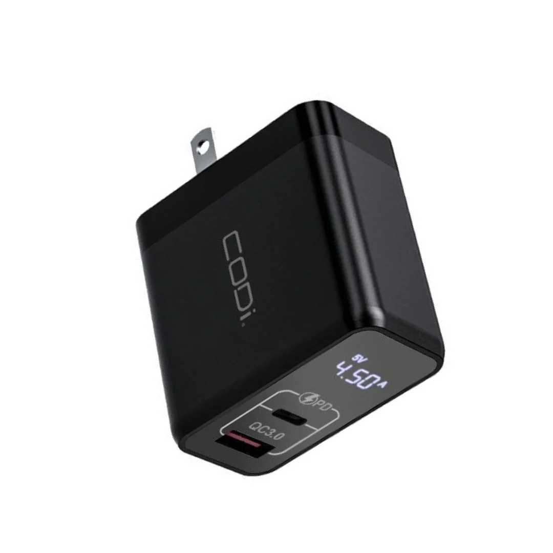 CODi 30W Dual Port Wall Charger with USB-C and USB-A Quick Charge 3.0 Outputs (Black) - Image 6