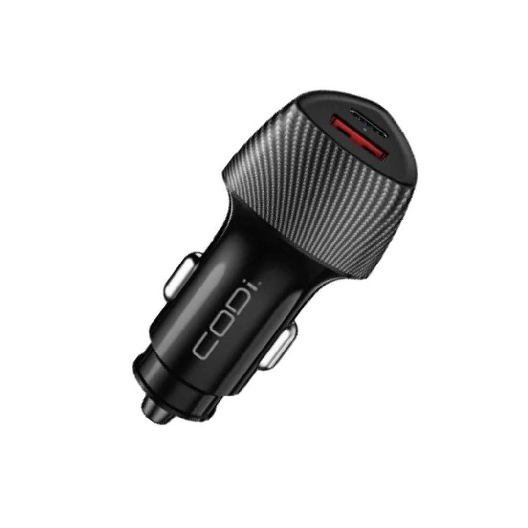 CODi 20W Dual Port Car Charger with USB-C and USB-A Quick Charge 3.0 Outputs (Black) - Image 4