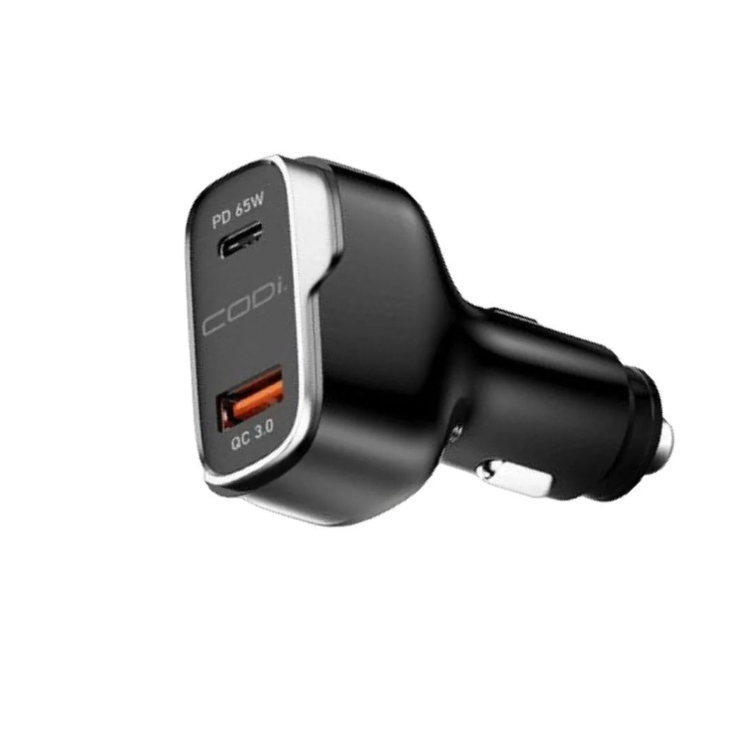 CODi 65W Dual Port Car Charger with USB-C and USB-A Quick Charge 3.0 Outputs - Image 3