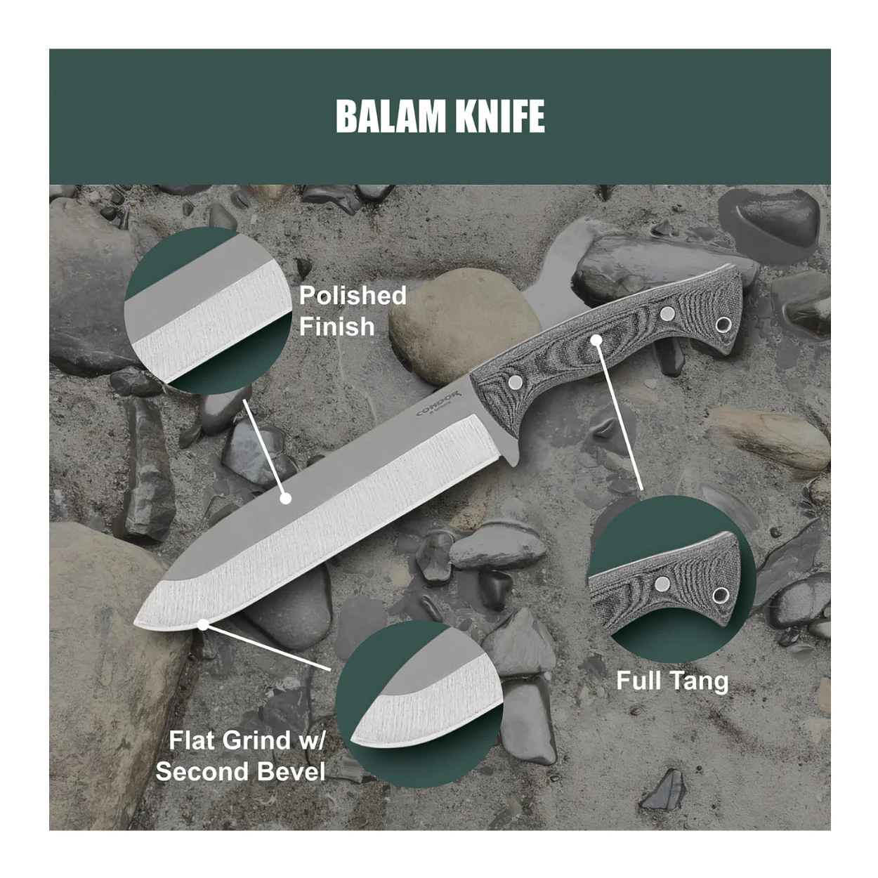 Condor Balam Fixed-blade Rugged Knife with Stainless Steel 9-inch Blade - Image 4