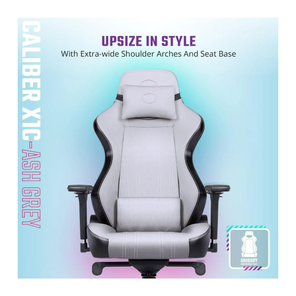 Cooler Master Caliber X1C Cooling Series Gaming Chair with Multi-Adjustable 4D Armrest (Gray) - Image 2