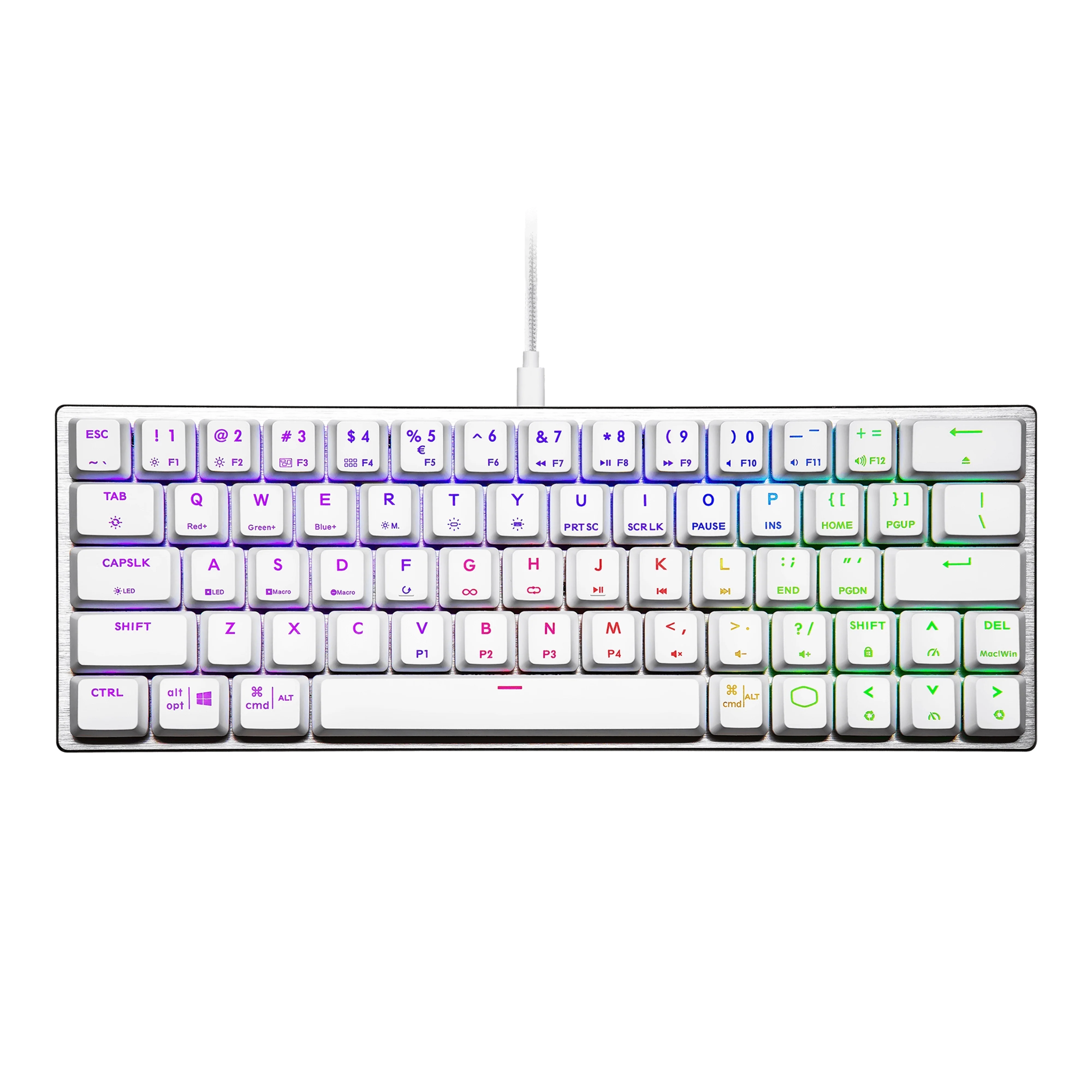 Cooler Master SK620 60% Silver/White Mechanical Low Profile Gaming Keyboard with Tactile Brown Switches, RGB, and USB-C