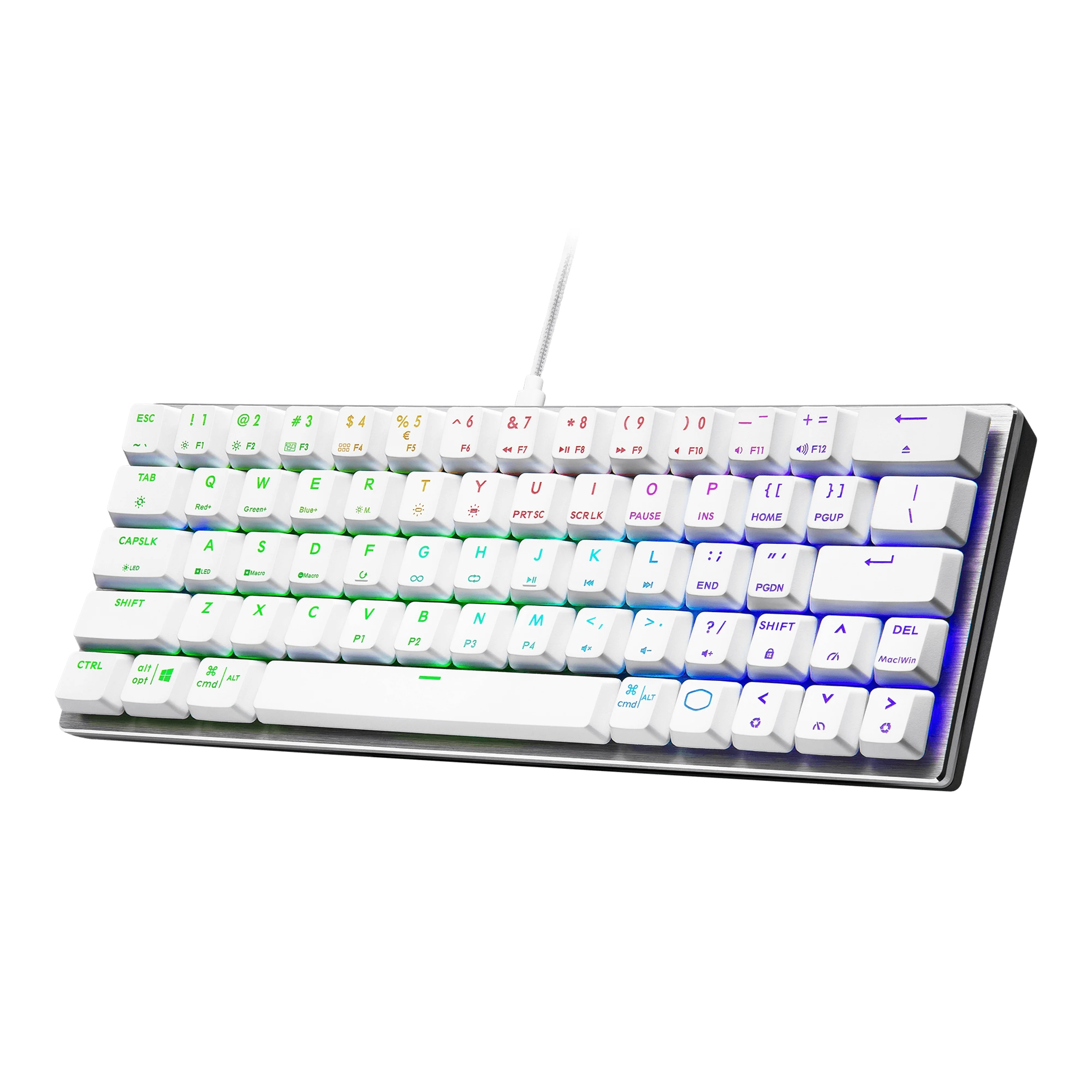 Cooler Master SK620 60% Silver/White Mechanical Low Profile Gaming Keyboard with Tactile Brown Switches, RGB, and USB-C - Image 3