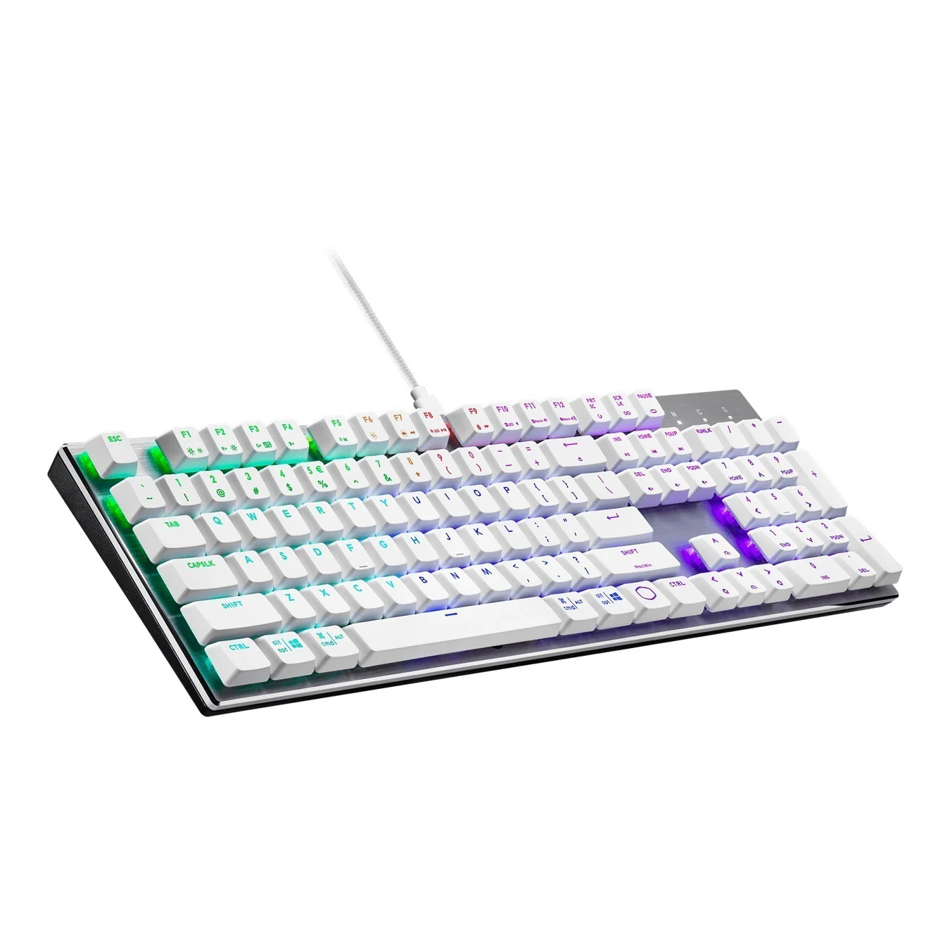 Cooler Master SK652 Gaming Keyboard with Brown Switches, USB-C (Silver/White)