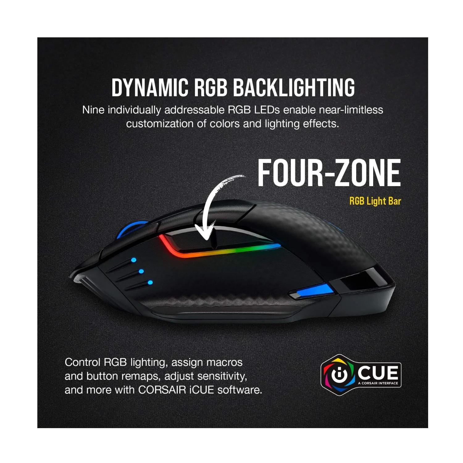 Corsair Dark CORE RGB PRO SE Wireless FPS/MOBA Gaming Mouse (Black) - Image 4