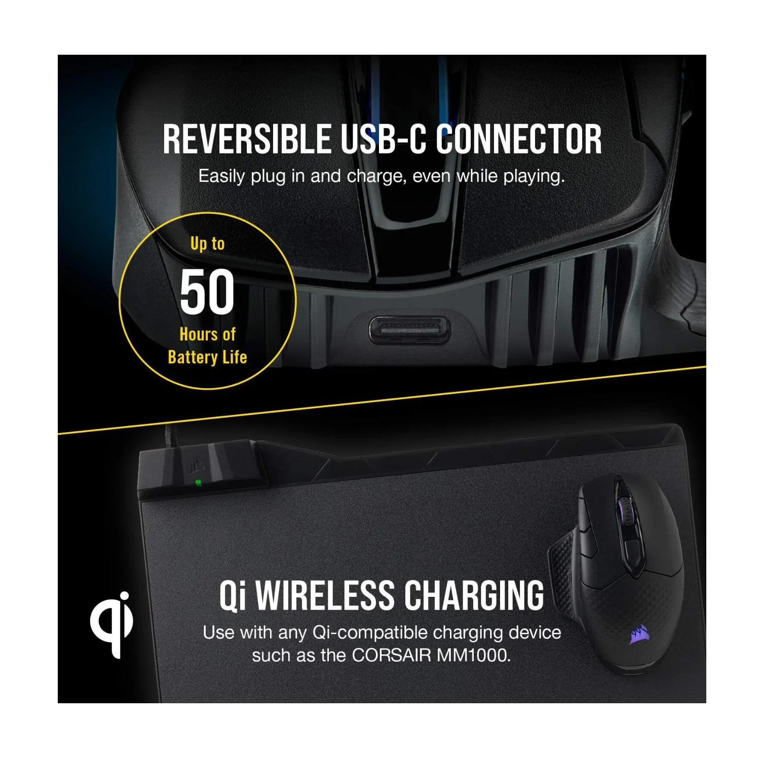 Corsair Dark CORE RGB PRO SE Wireless FPS/MOBA Gaming Mouse (Black) - Image 7
