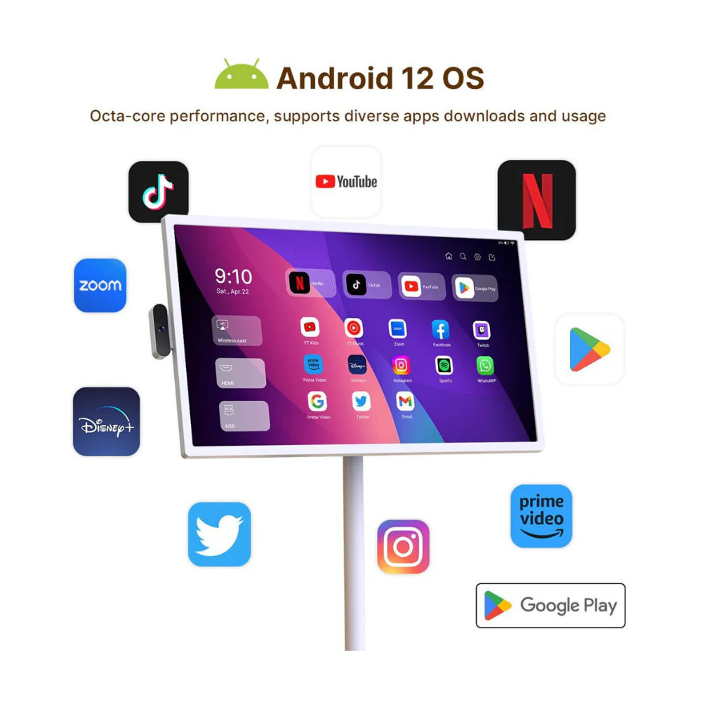 Cozyla 32 Inch Portable 4K Smart Tablet TV (White) - Image 4
