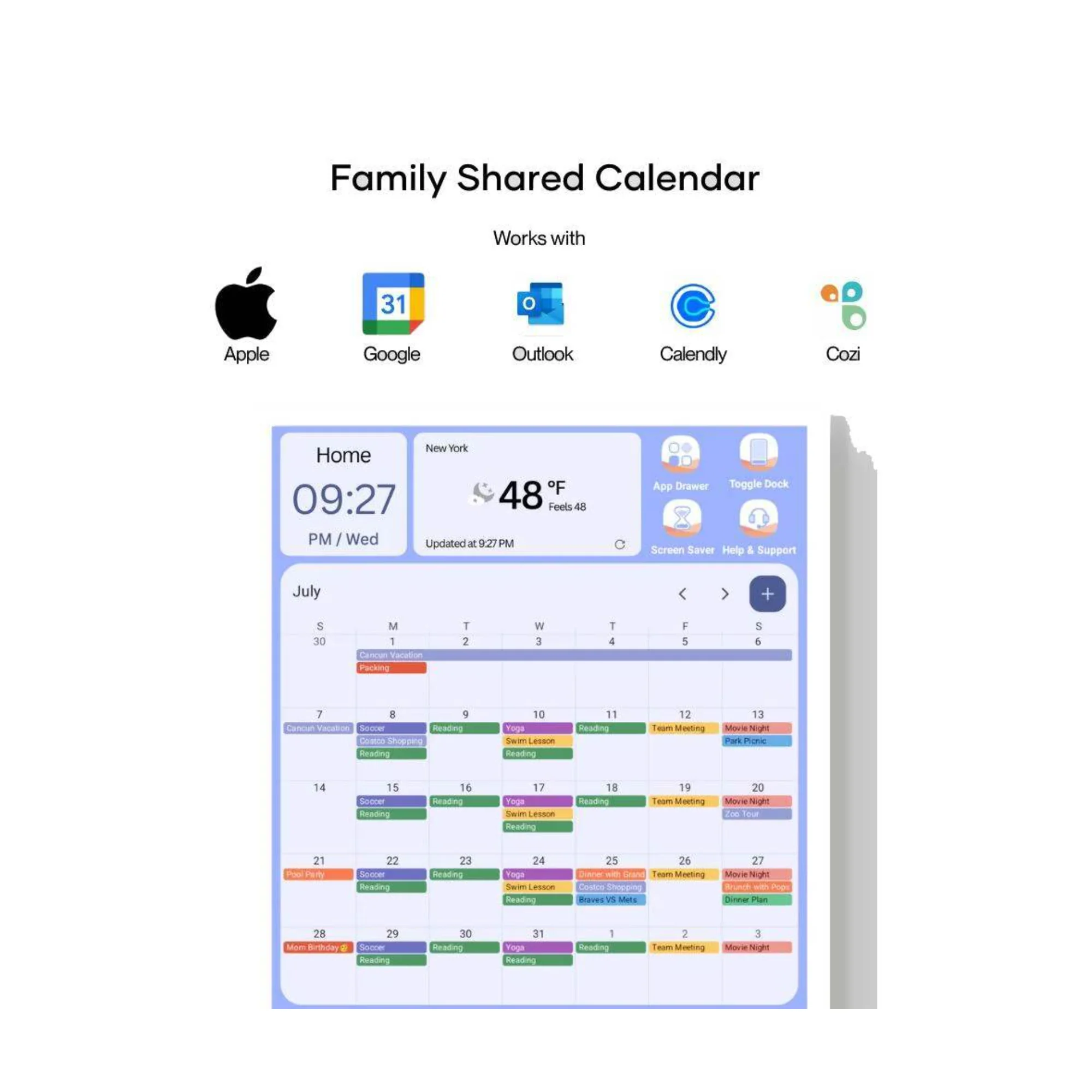 Cozyla Calendar Plus Gen 2 24-Inch LCD Touchscreen Family Calendar (White) - Image 3