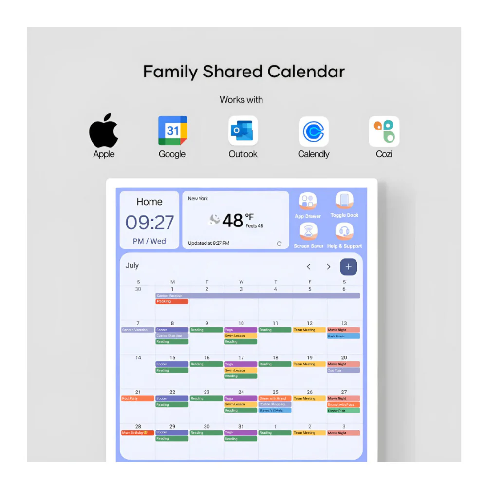 Cozyla Calendar Plus Gen 2 24-Inch LCD FamilyCalendar (White) Bundle - Image 2