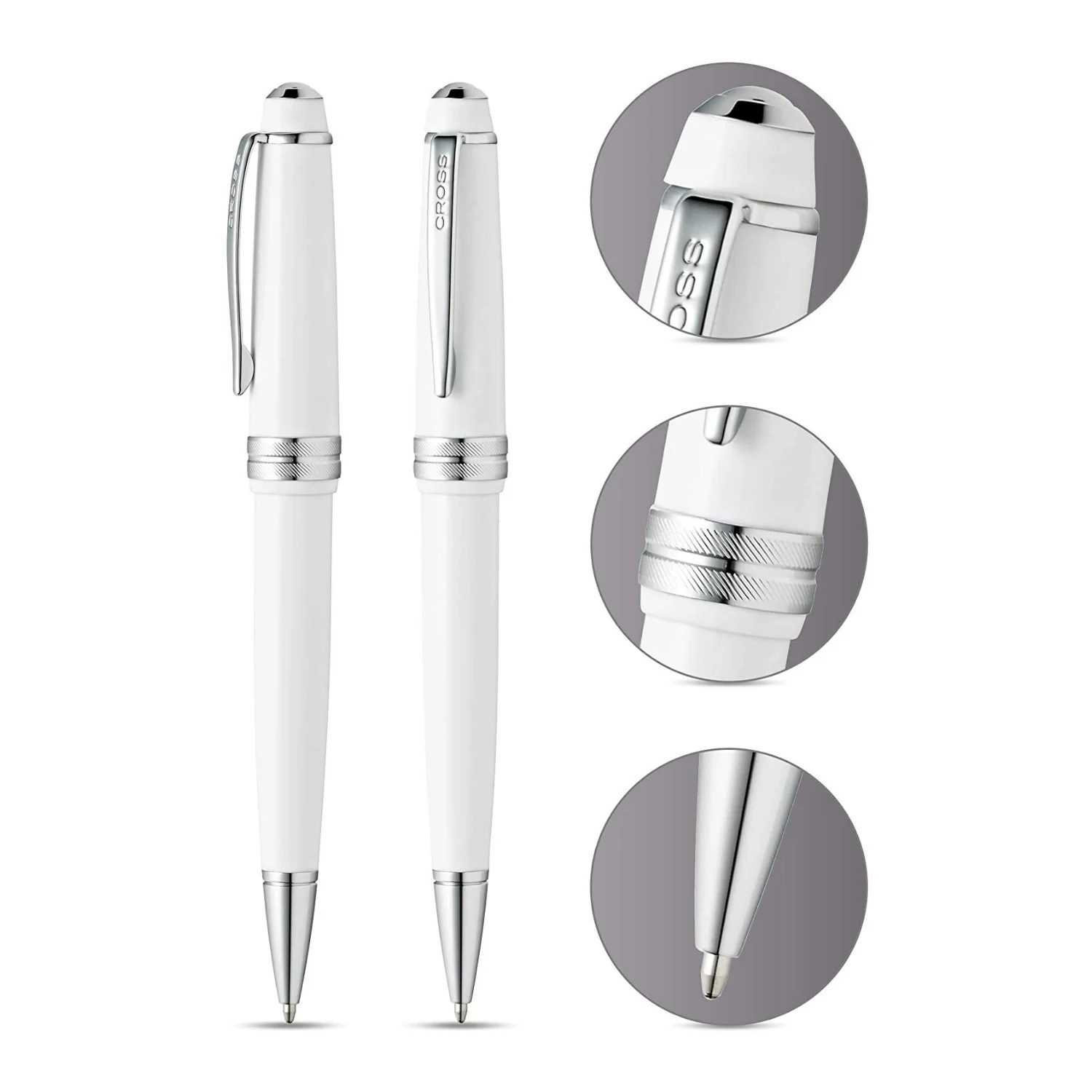 Cross Bailey Light Polished Resin Refillable Medium Ballpoint Pen with Gift Box (Glossy White) - Image 4