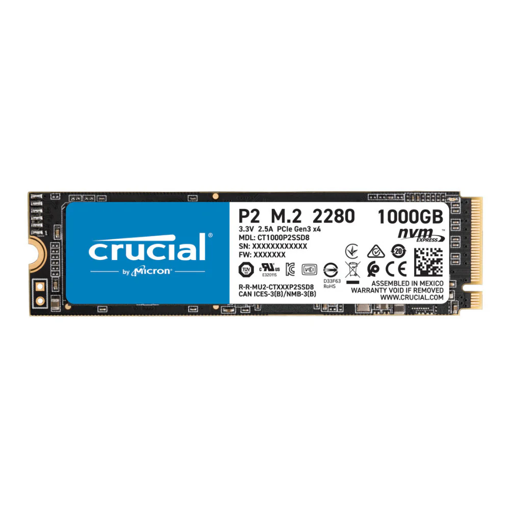 Crucial P2 1TB 3D NAND NVMe PCIe M.2 SSD