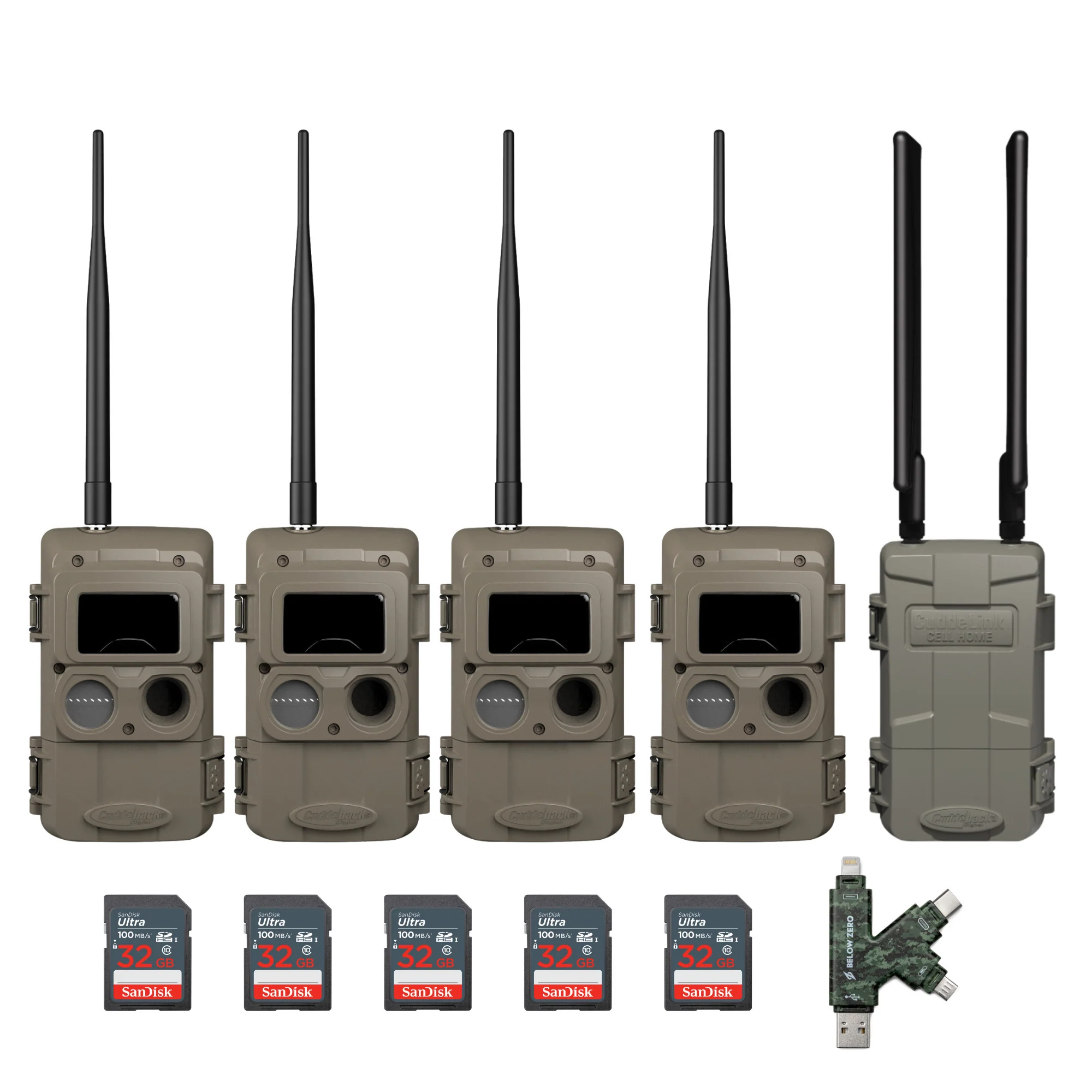 Cuddeback CuddeLink Wireless 3rd Gen Trail Cameras with Cell Home Trail Camera Bundle (4-Pack)