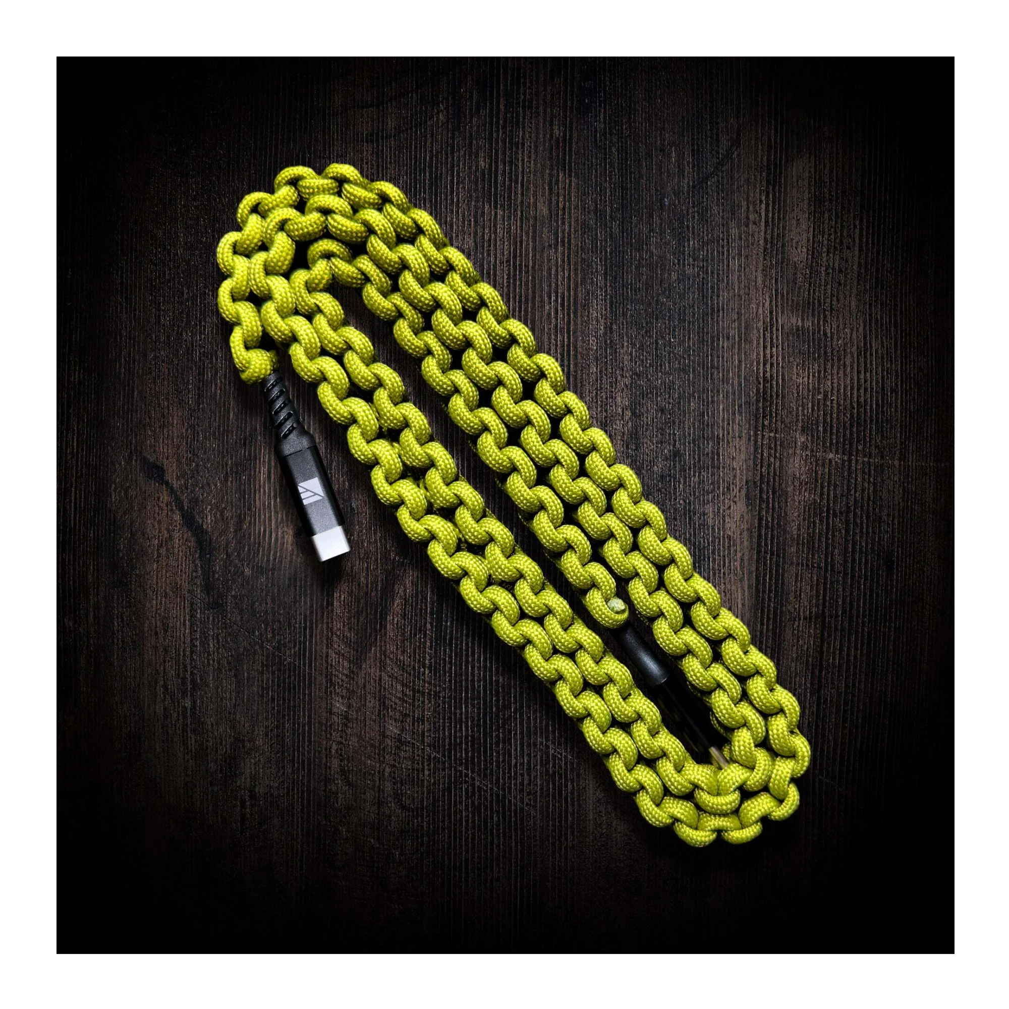Dark Energy 6 Feet USB-C to USB-C Paracord Cable with Leather Strap and 6 Armor Levels (Green) - Image 2
