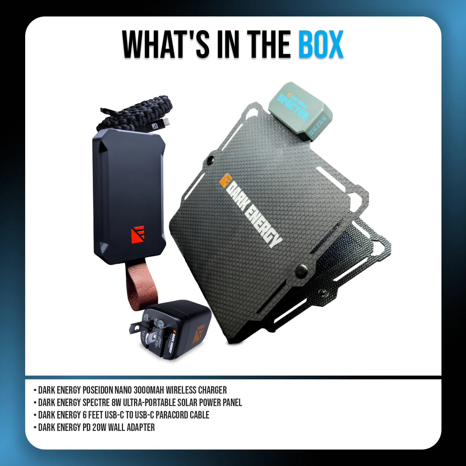 Dark Energy Poseidon Nano 3000mAh Charger with Solar Panel and Accessories - Image 7
