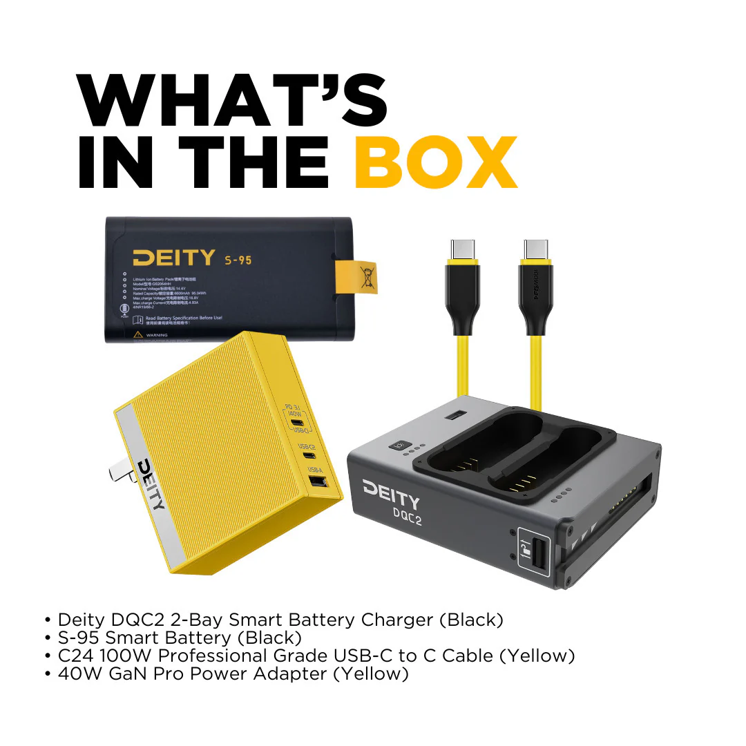 Deity DQC2 2-Bay Smart Battery Charger with Battery Indicator and USB-C Input Ports (Black) Bundle - Image 7