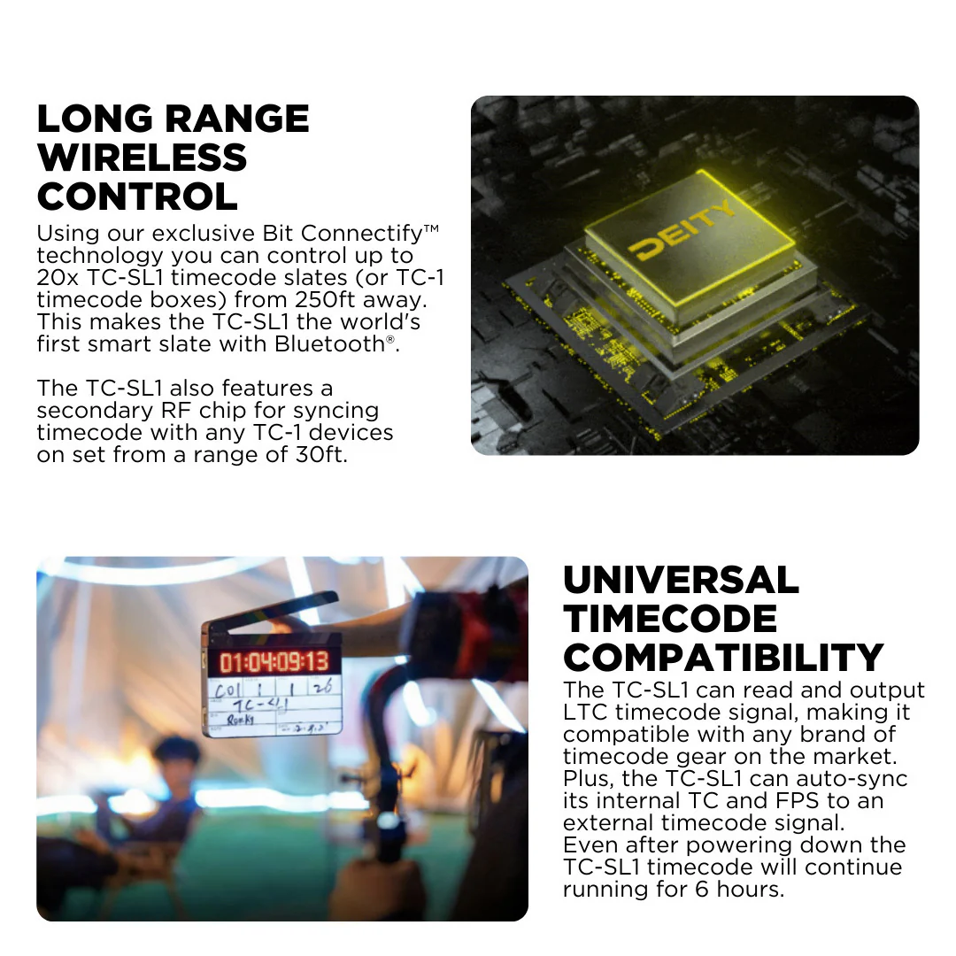 Deity TC-SL1 Wireless Bluetooth Timecode Smart Clapper Slate and Timecode Box Generator Bundle - Image 5
