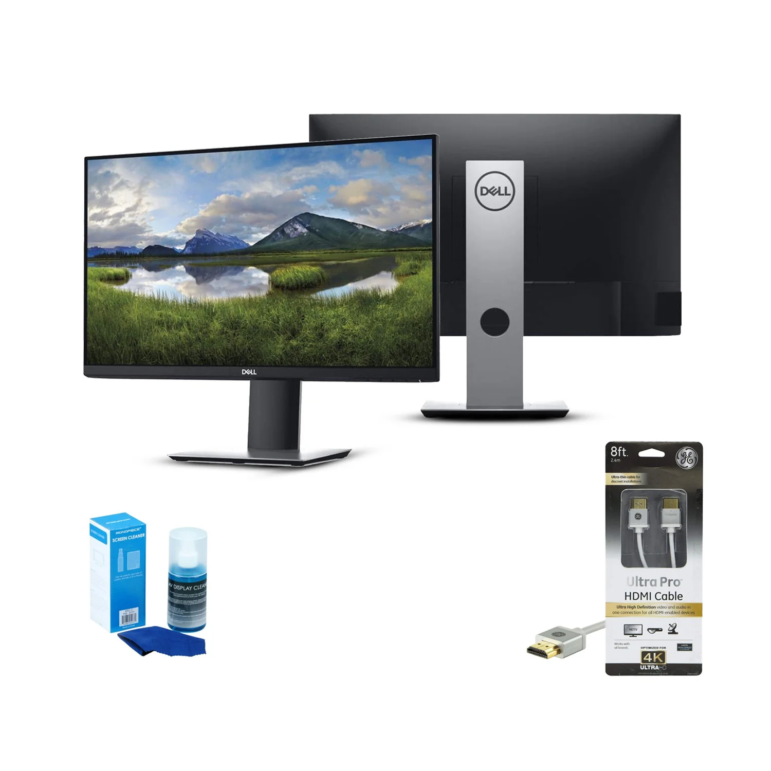 Dell P2219H 21.5" FHD IPS Monitor, Black/Silver, HDMI Cable Bundle (Refurbished)