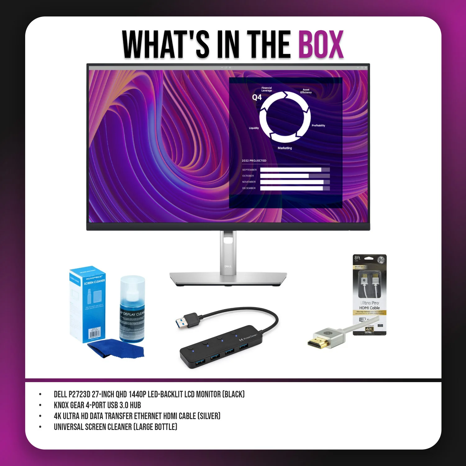 Dell P2723D 27 Inch QHD 1440p LED Backlit Black LCD Monitor Bundle - Image 7