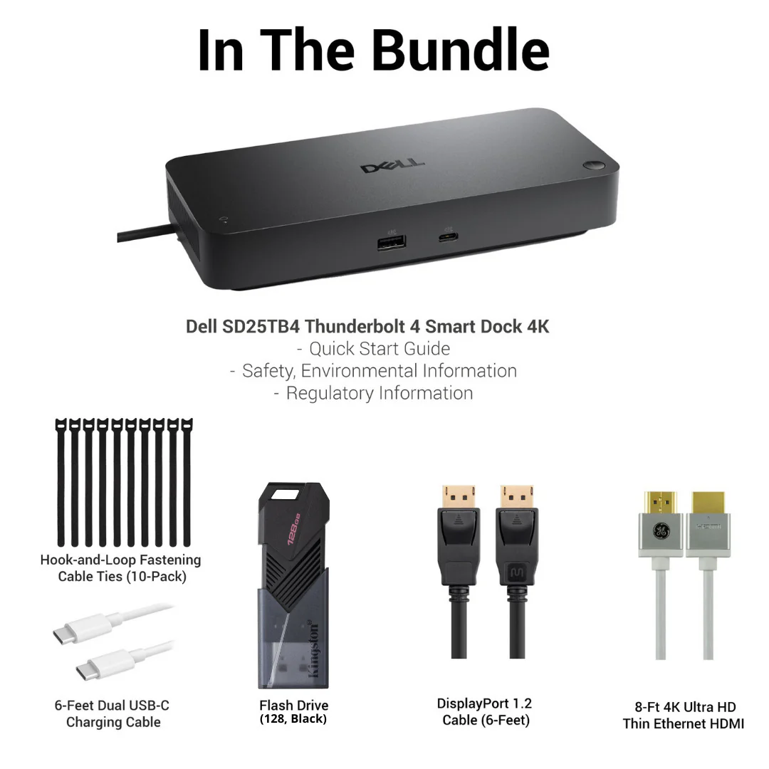 Dell Pro Thunderbolt 4 Smart Dock (SD25TB4) with Cables, Ties & 128GB USB Drive - Image 7
