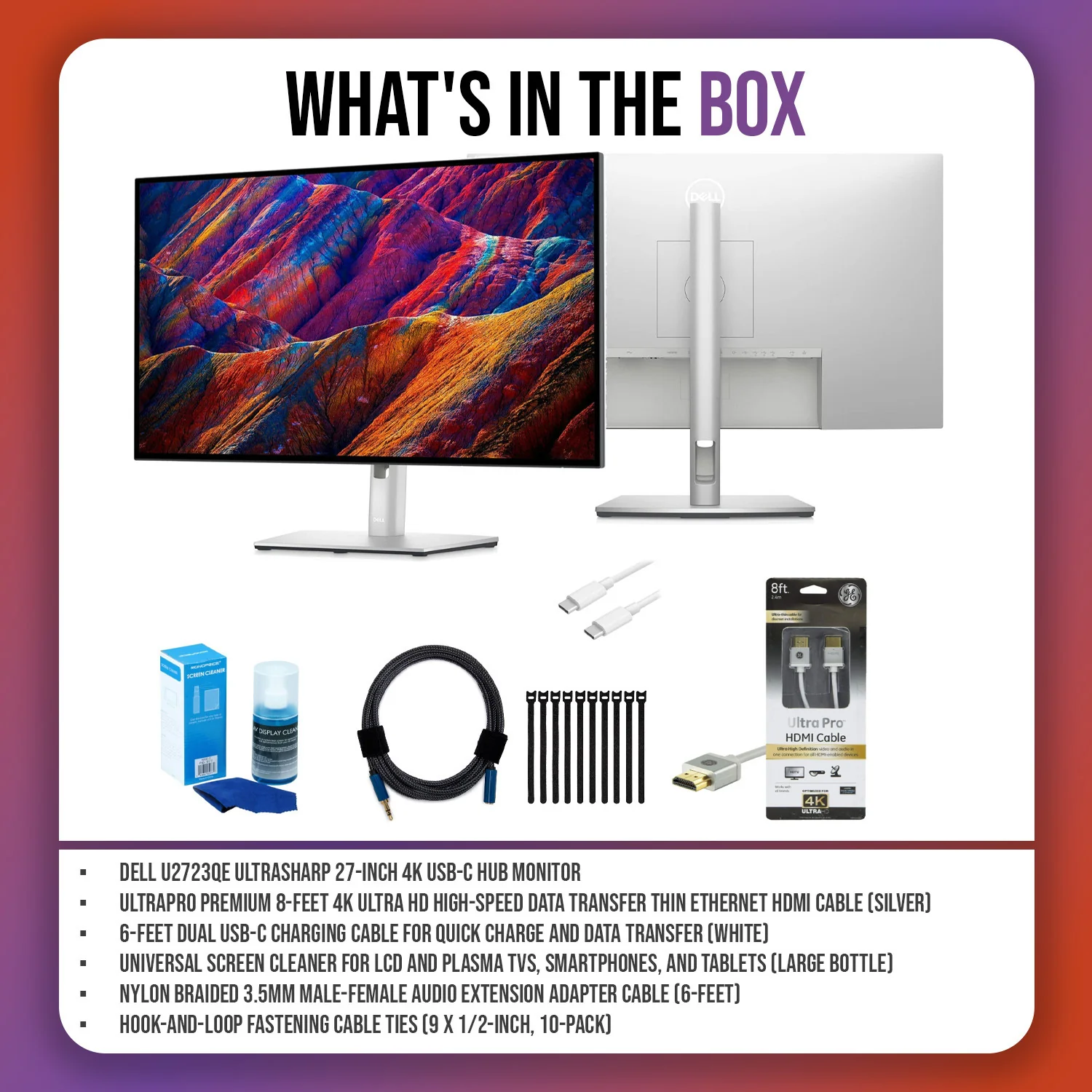 Dell U2723QE UltraSharp 27-Inch 4K USB-C Hub Monitor with HDMI Cable and Screen Cleaner Bundle - Image 7