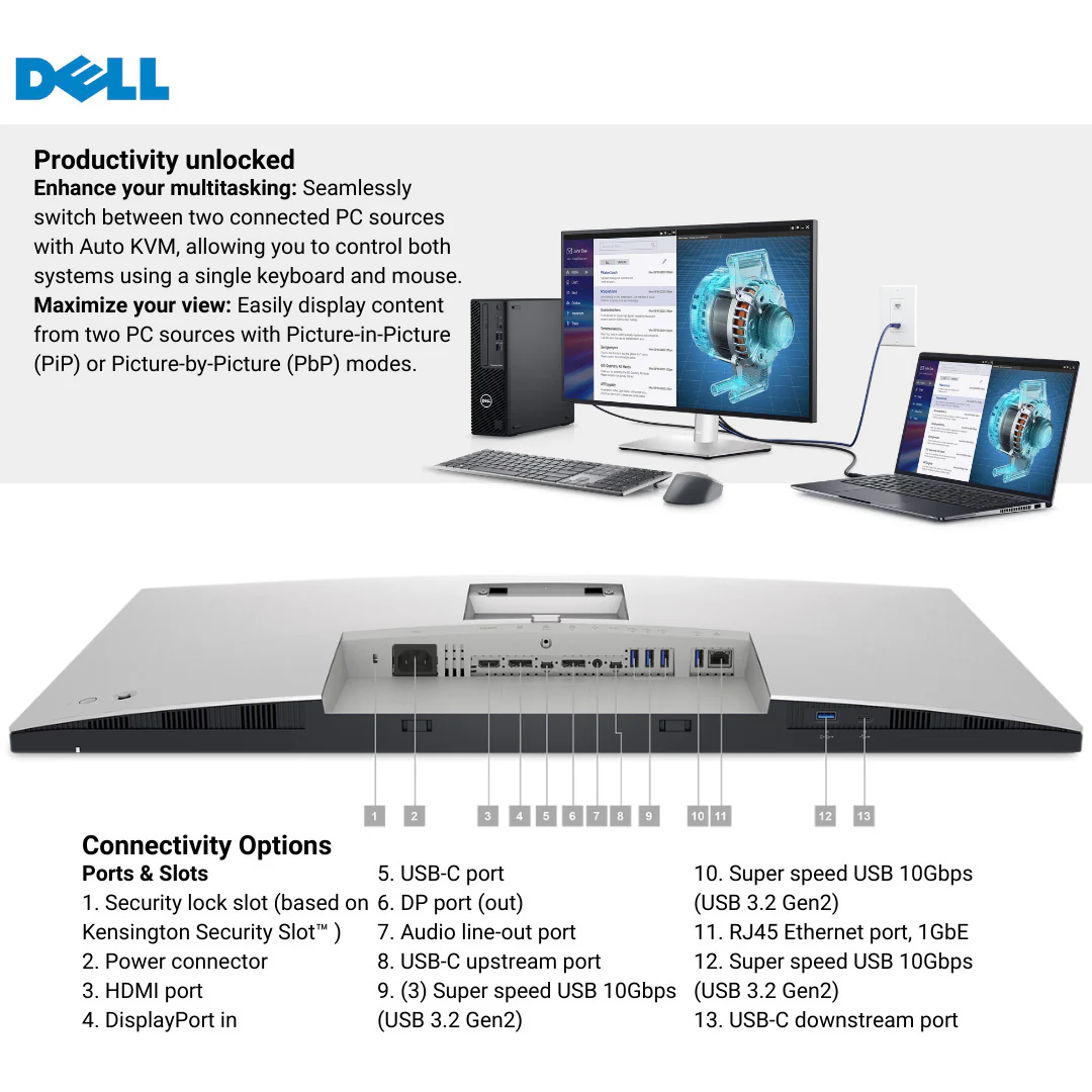 Dell UltraSharp 31.5-Inch 4K Monitor with USB-C Hub, 6-Feet HDMI Cables, and USB-C Cable Bundle - Image 5