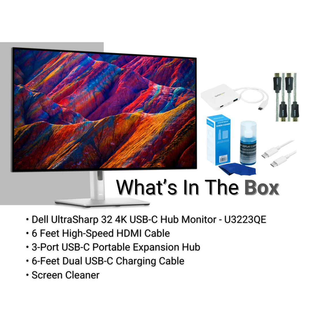 Dell UltraSharp 31.5-Inch 4K Monitor with USB-C Hub, 6-Feet HDMI Cables, and USB-C Cable Bundle - Image 6