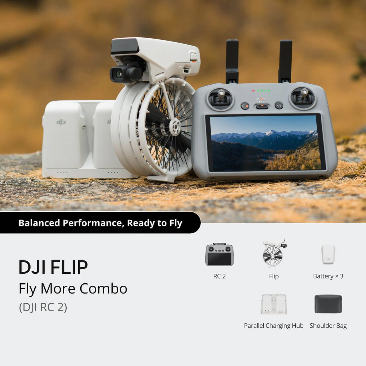 DJI Flip Fly More Combo Camera Drone with DJI RC 2, Extra Batteries, Charging Hub, and Bag (White) - Image 7