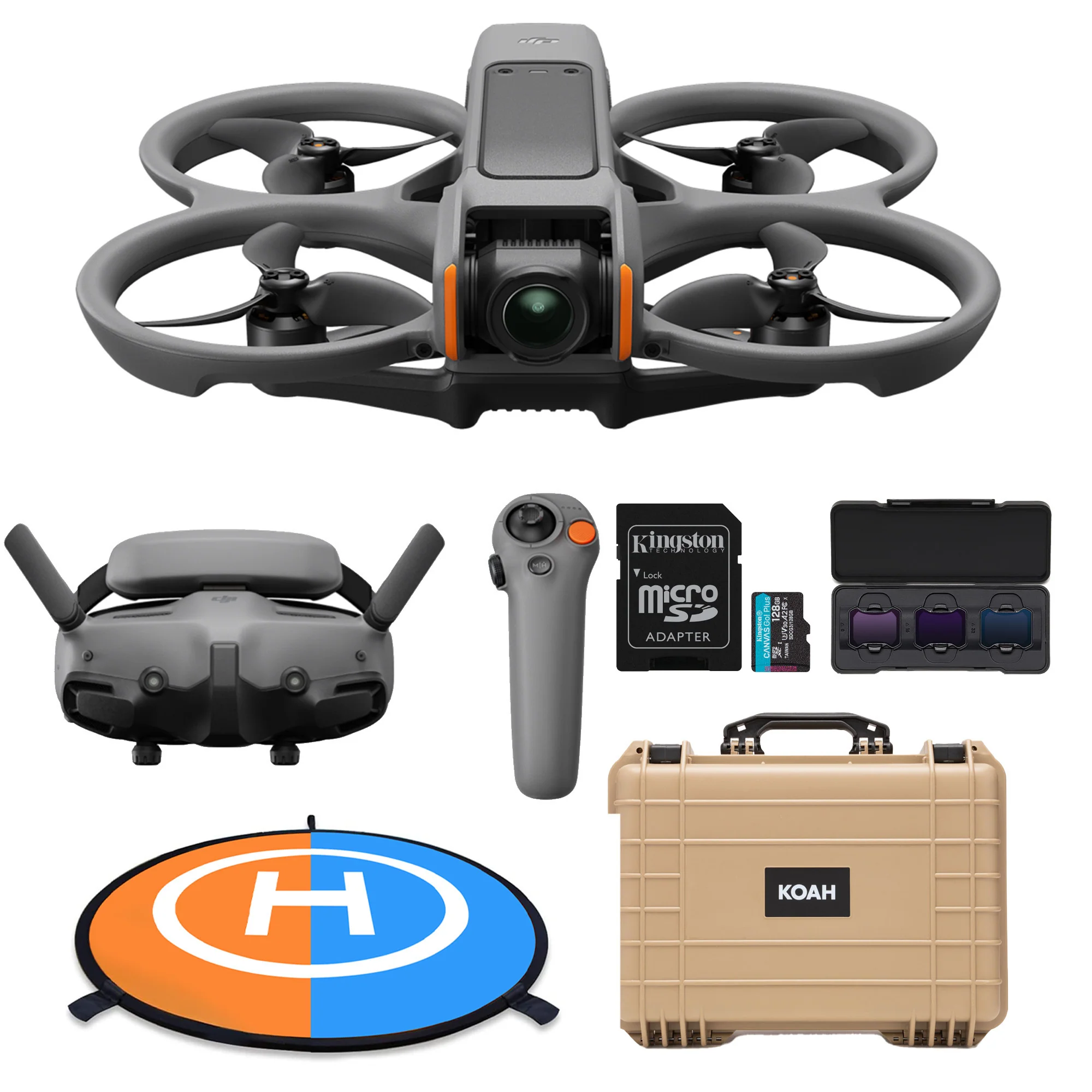 DJI Avata 2 Fly More Combo (Single Battery) with DJI Avata 2 ND Filters Set (ND8/16/32）, 128GB Mic
