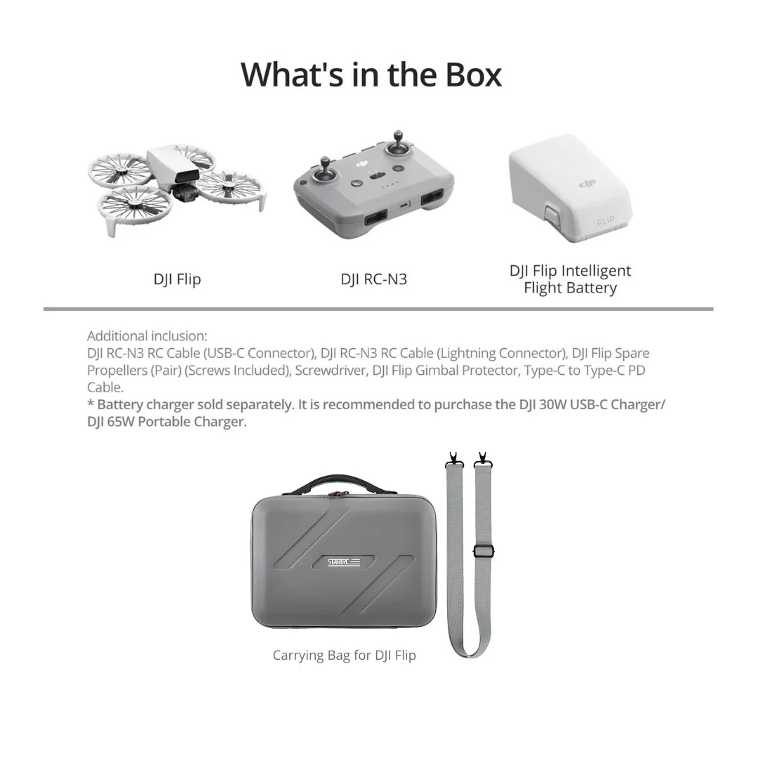 DJI Flip Lightweight and Foldable 4K HDR Camera Drone with Gray Carrying Bag - Image 6