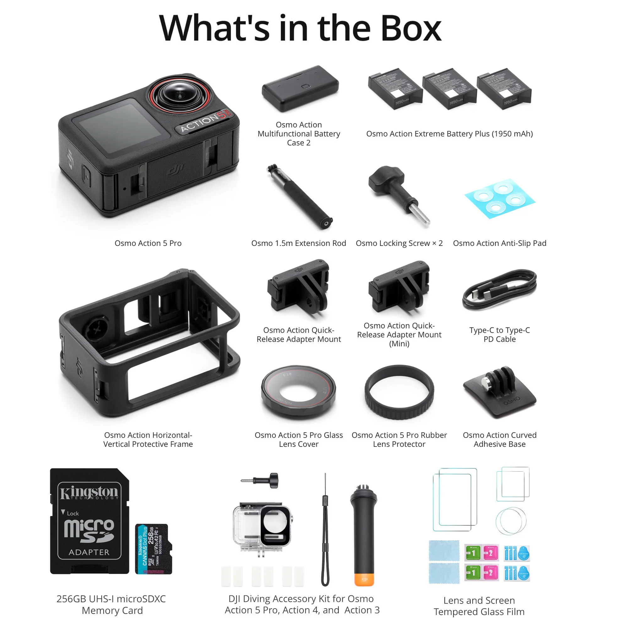 DJI Osmo Action 5 Pro Adventure Combo with Diving Gear, 256GB MicroSD Card and Screen Protectors - Image 7