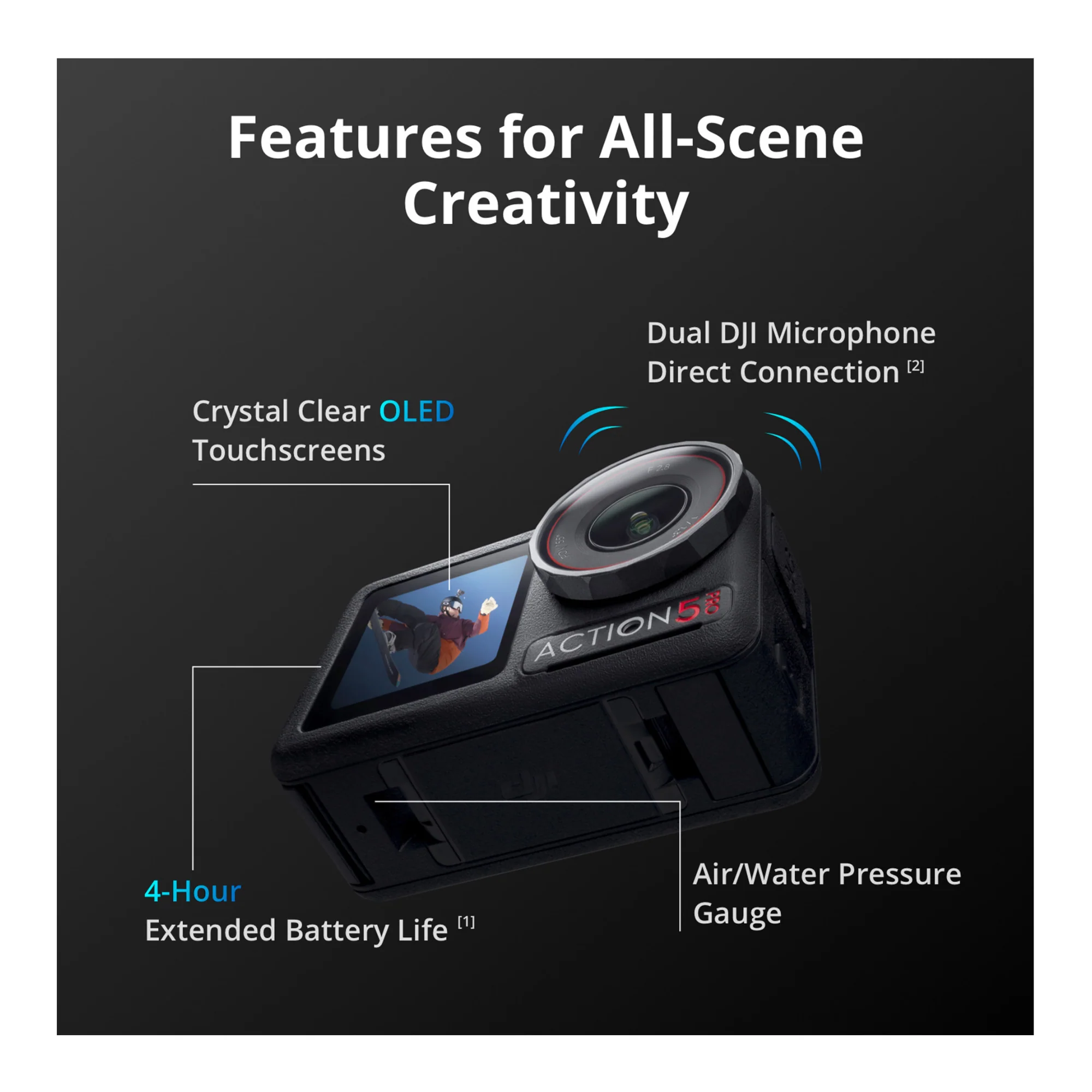 DJI Osmo Action 5 Pro Adventure Combo with Mic 2 Transmitter (White) and 128GB MicroSD Card Bundle - Image 4