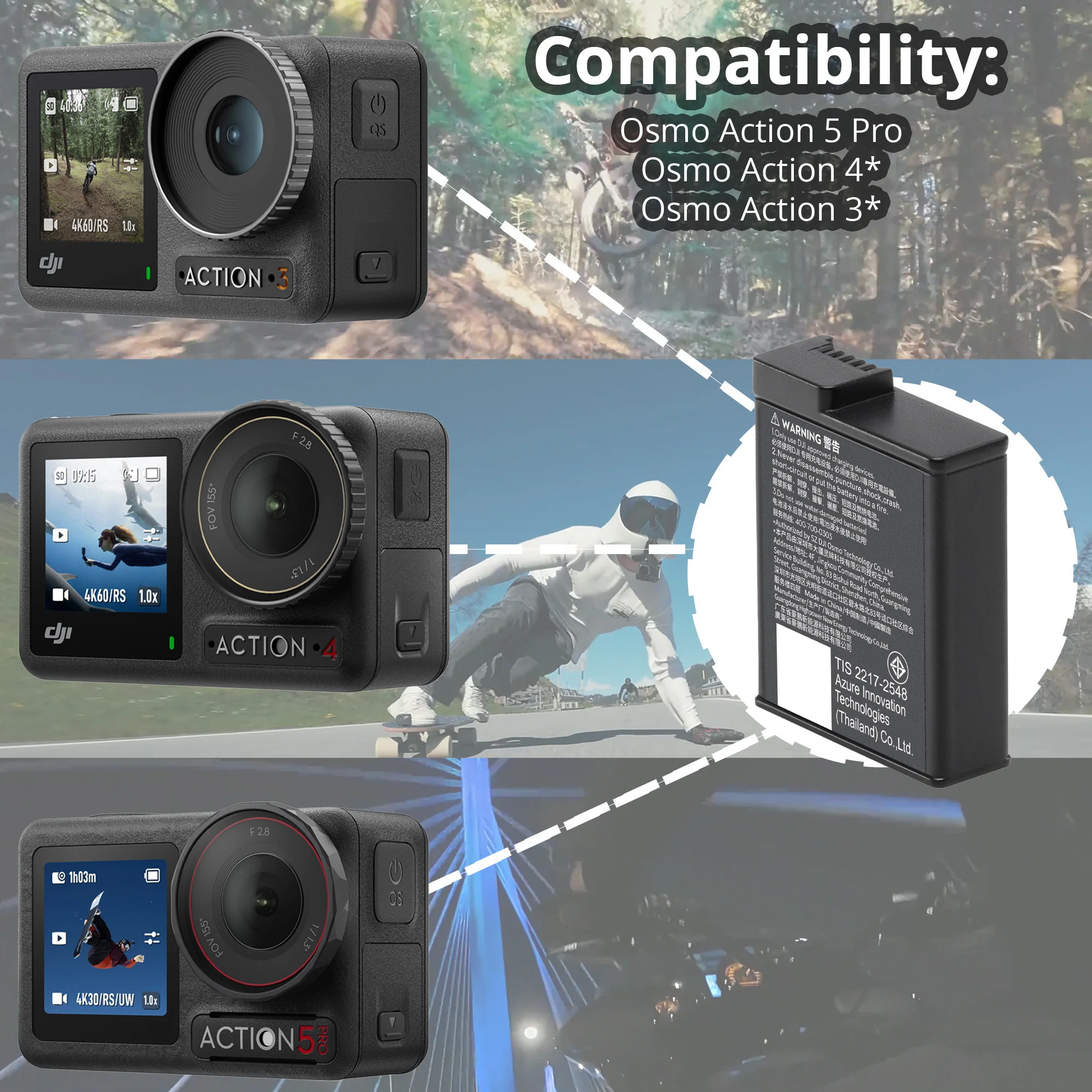 DJI Osmo Action Extreme Battery Plus (2-pack) with Osmo Action 5 /  Action 4 / Action 3 Portable Sto - Image 3
