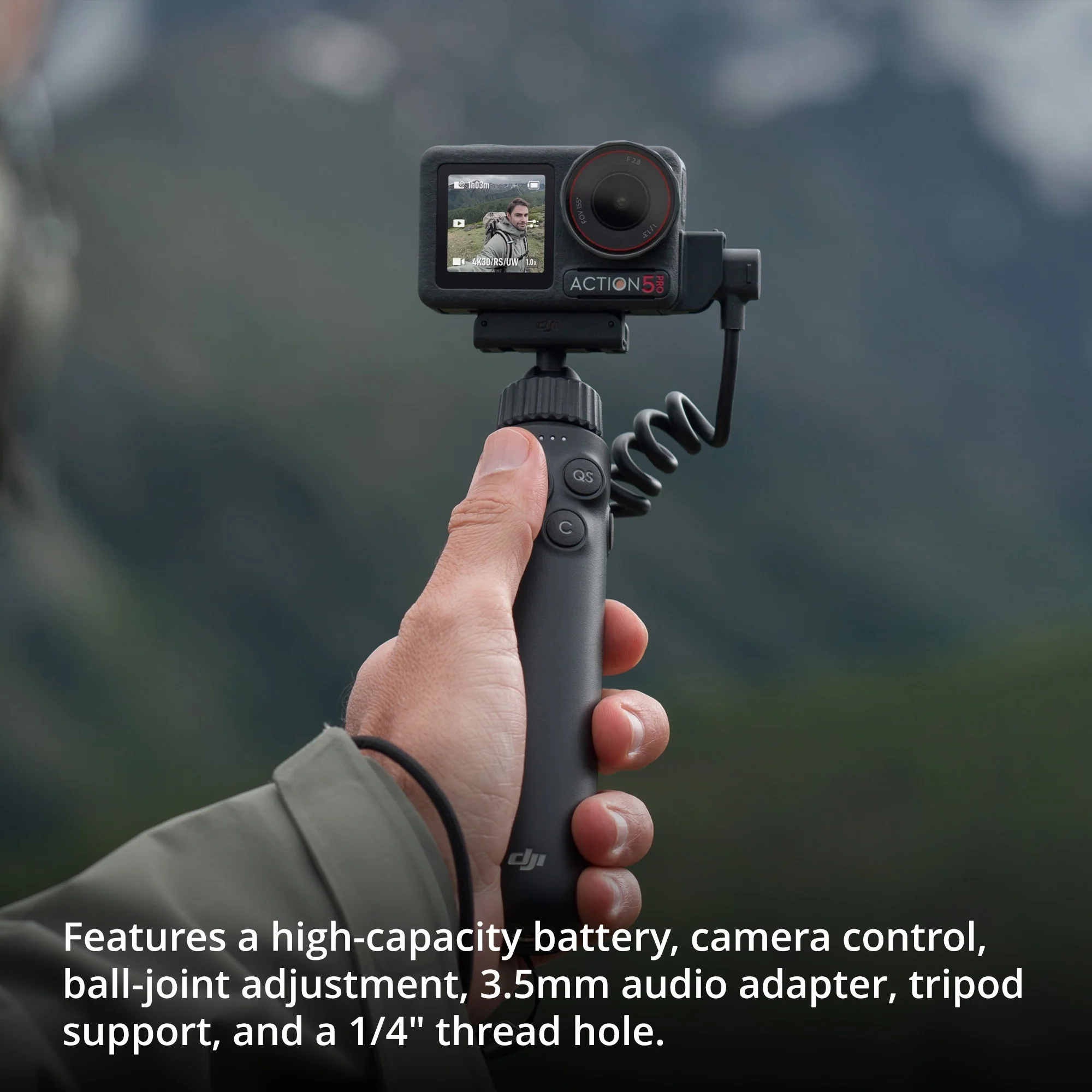 DJI Osmo Action Multifunctional Charging Handle with Protective Camera Lens Silicone Case and Temper - Image 2