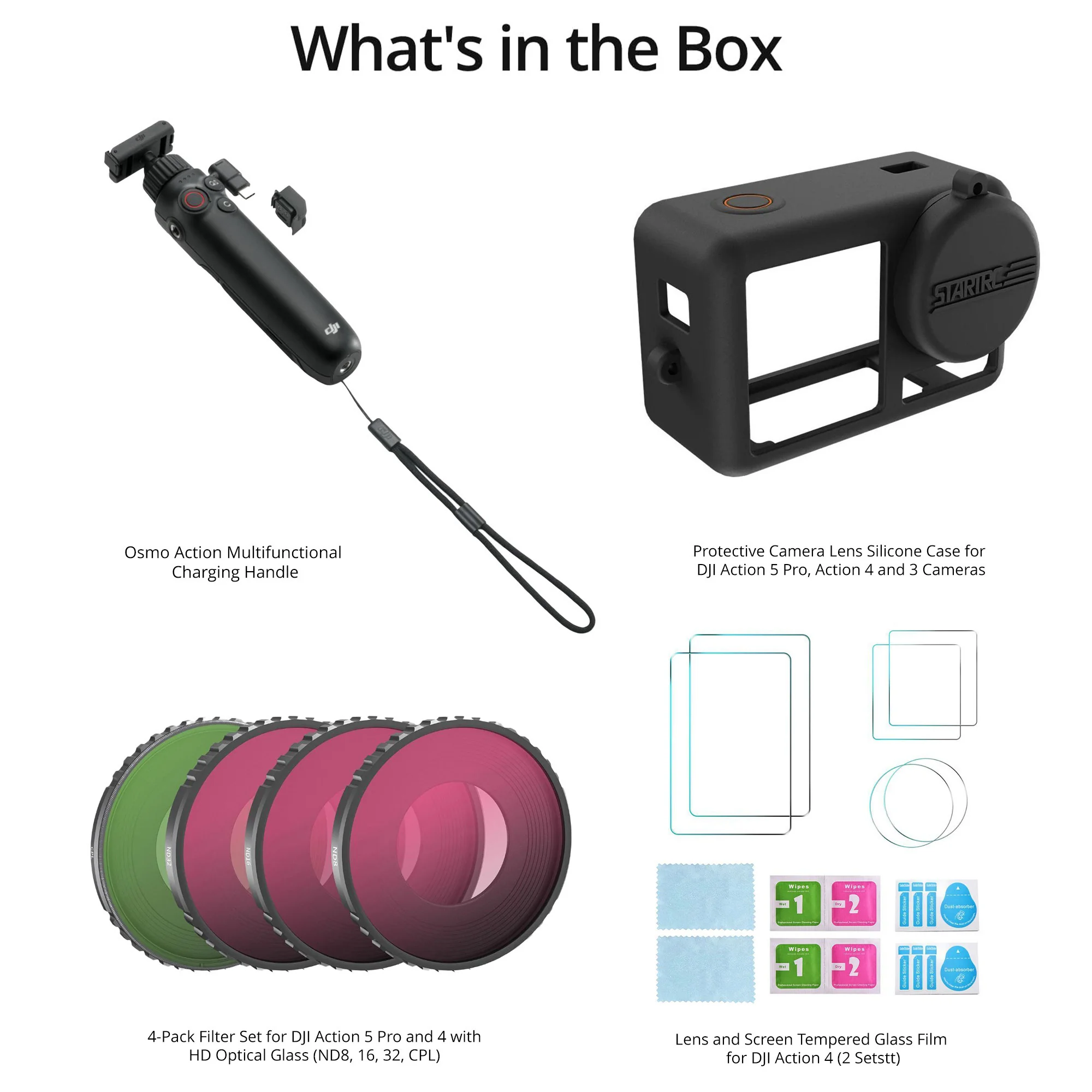 DJI Osmo Action Multifunctional Charging Handle with Filter Set, Silicone Case and Screen Protector - Image 4