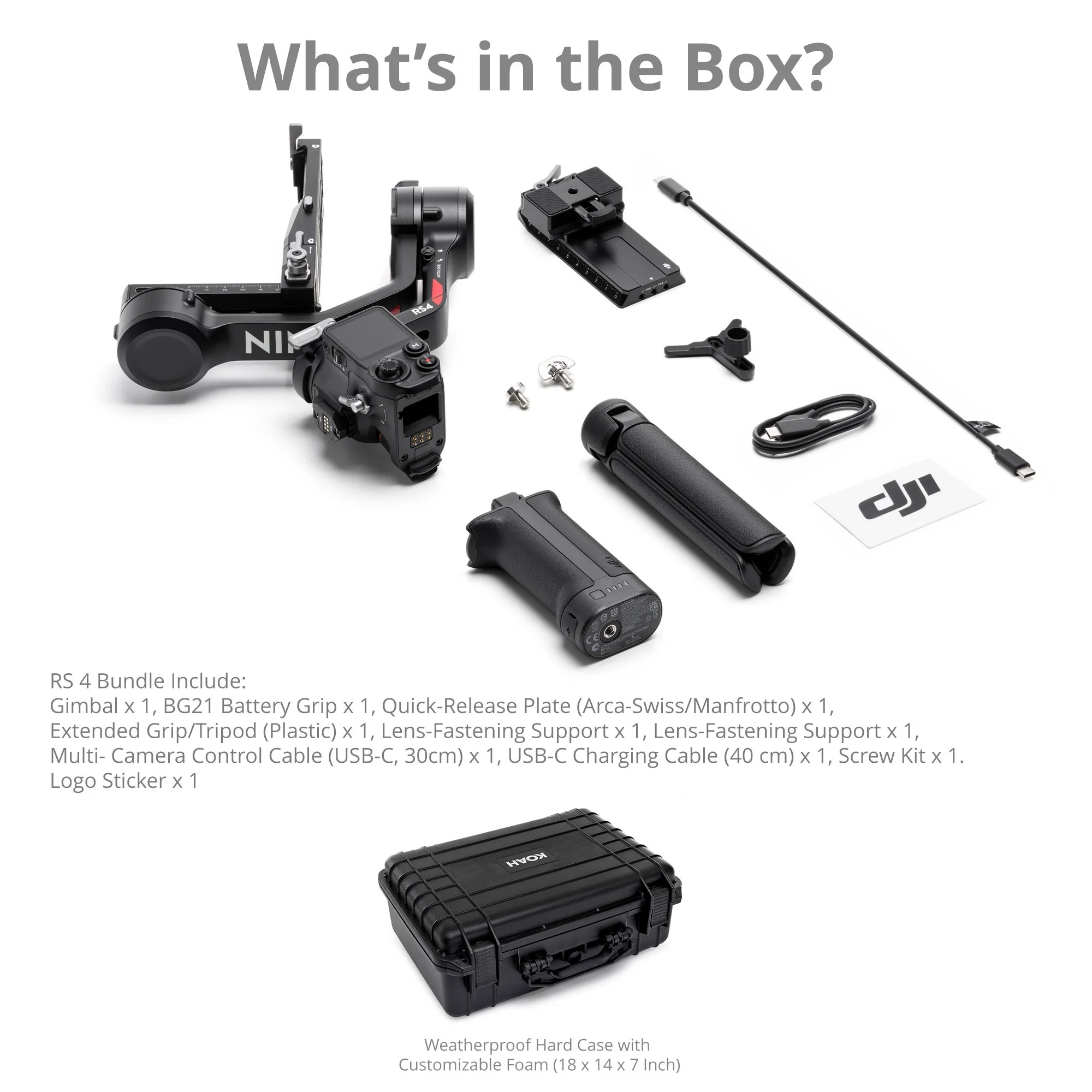 DJI RS 4 with Weatherproof Hard Case with Customizable Foam (18 x 14 x 7 Inch) Bundle - Image 6